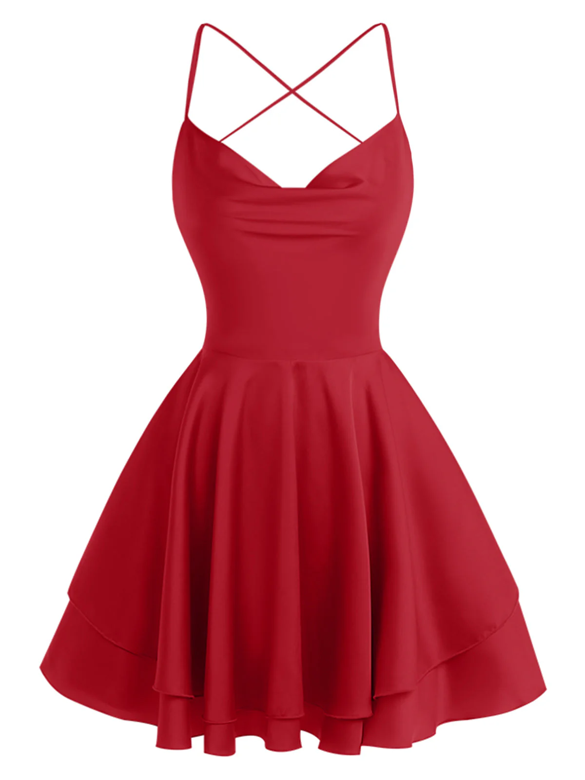 1960er Solide Satin Zurück Schnürung Mini Kleid - Image 5