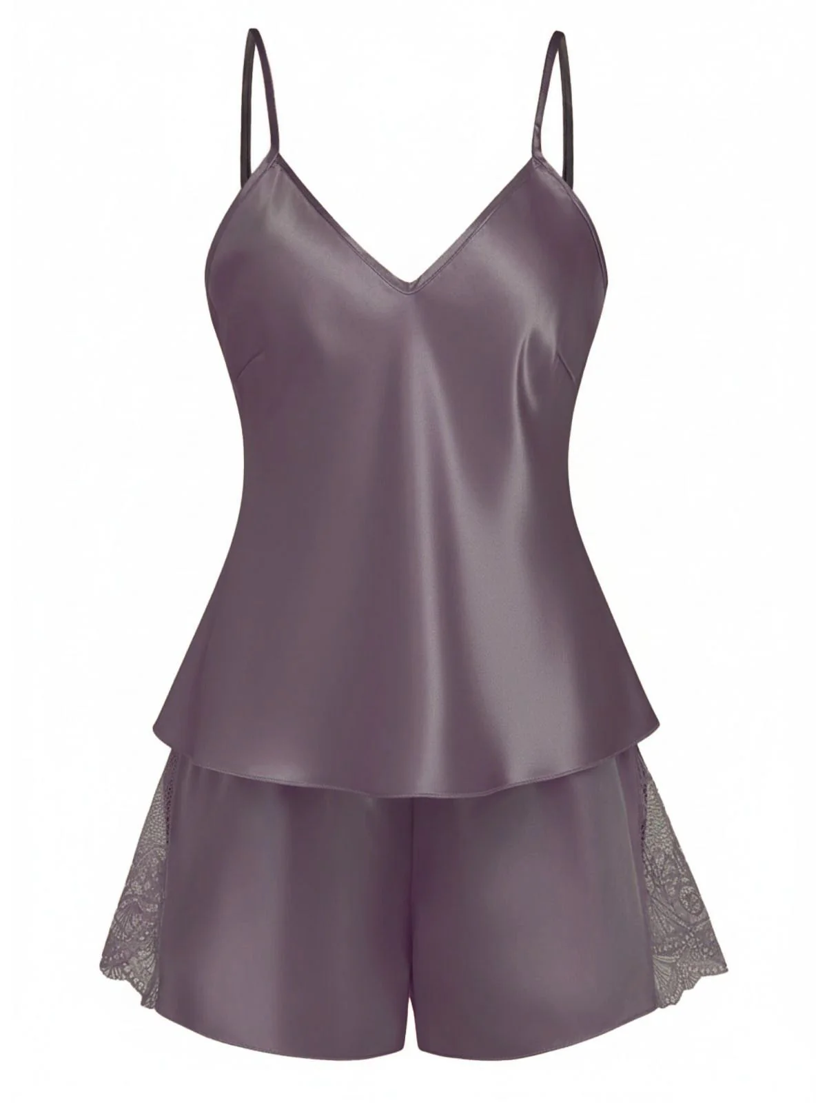 1960er Solide Spitze Besatz Satin Unterhemd Pajama Set - Image 8