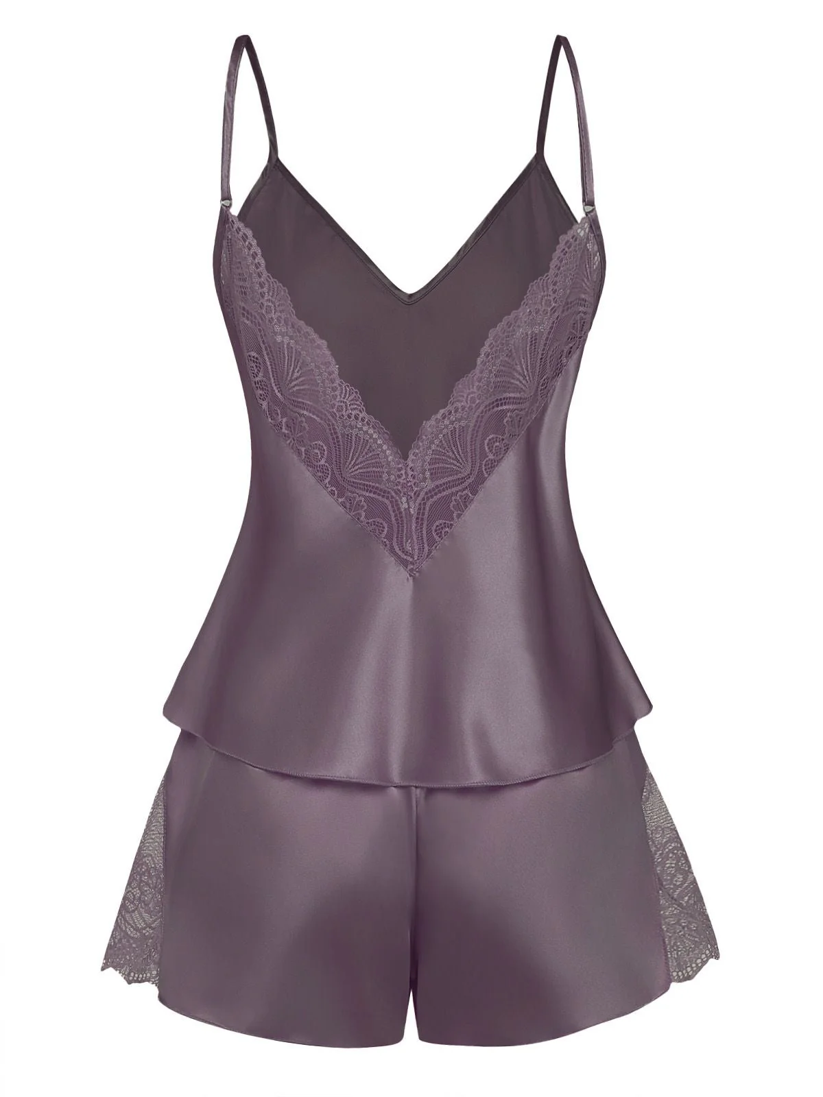 1960er Solide Spitze Besatz Satin Unterhemd Pajama Set - Image 9