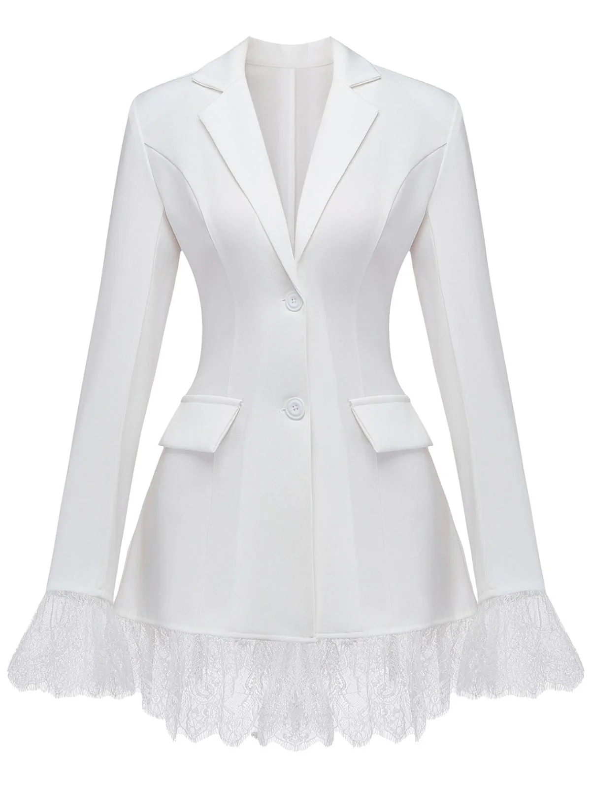 1960er Solide Spitze Besatz Tailliert Blazer