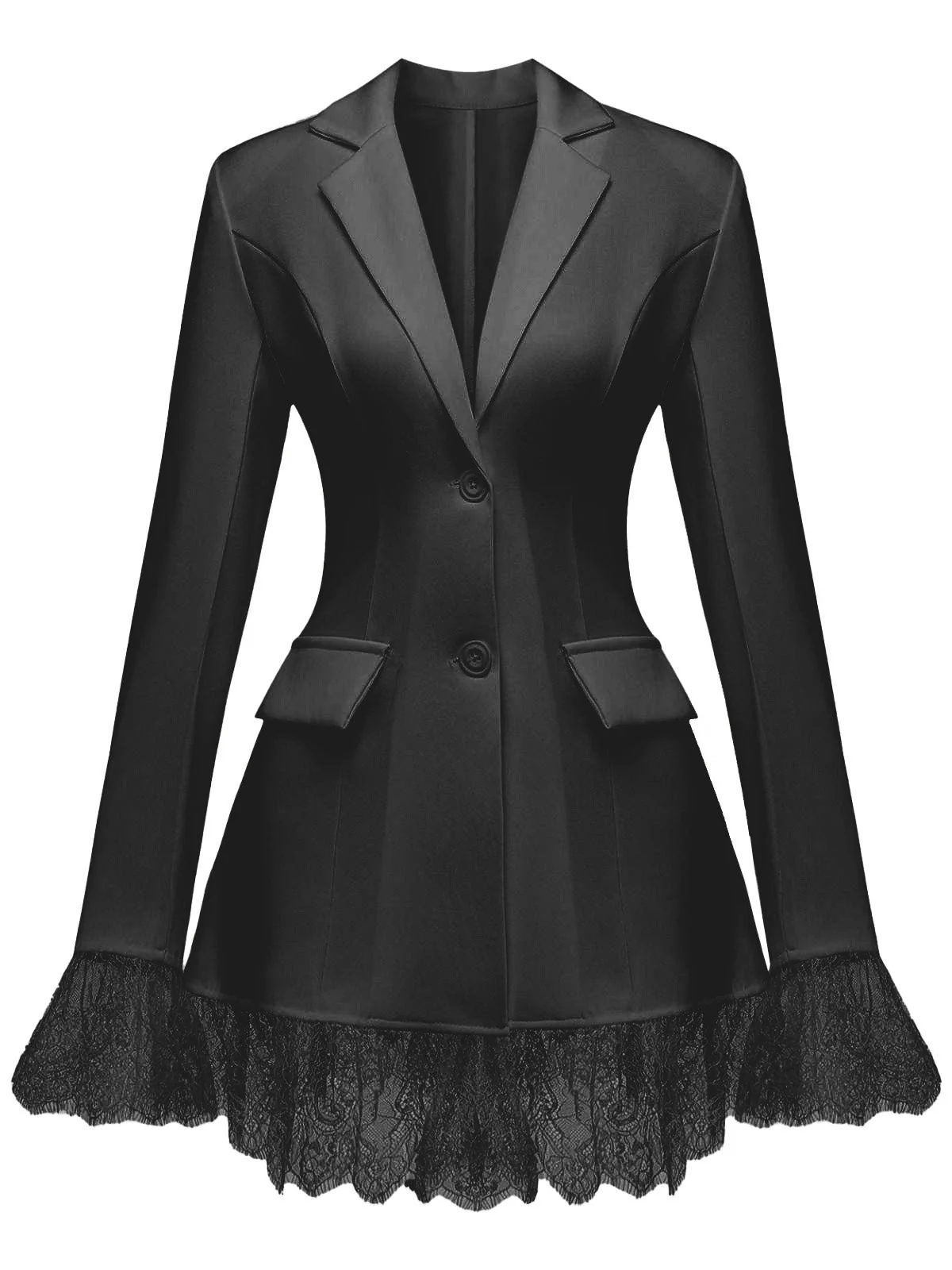 1960er Solide Spitze Besatz Tailliert Blazer - Image 6
