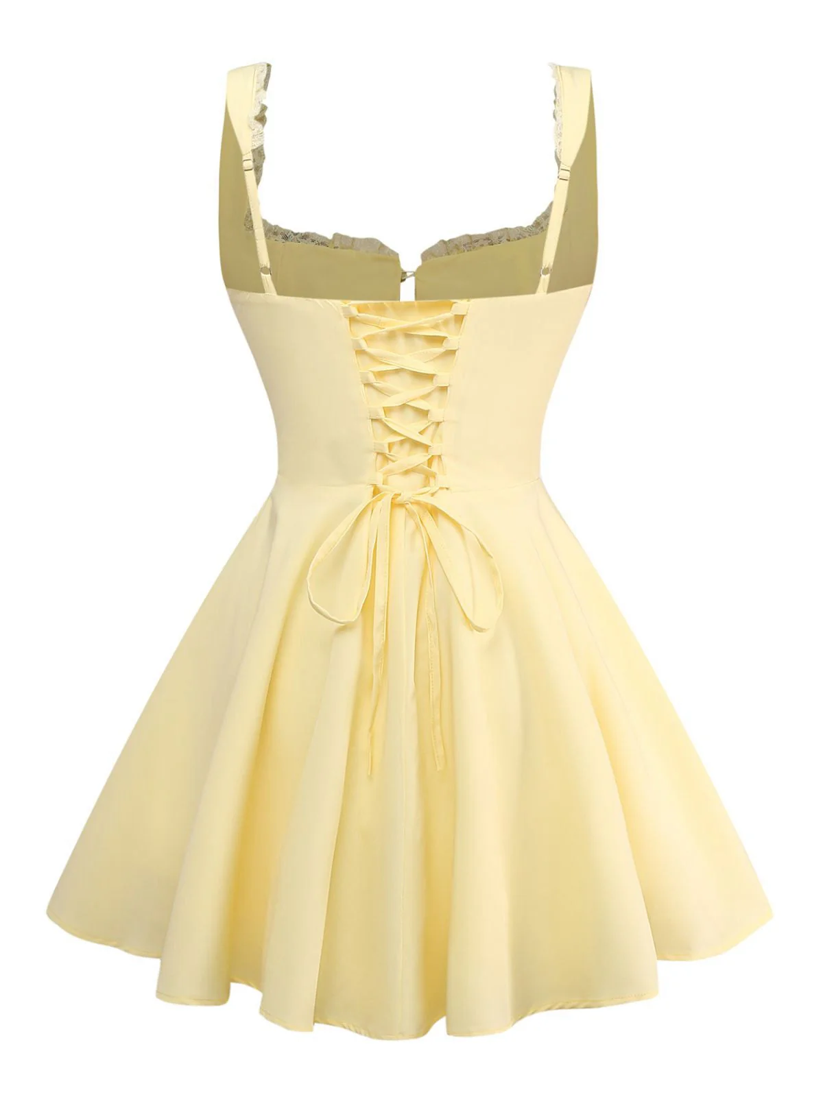 1960er Solide Spitze Träger Schnürung Skater Kleid - Image 10