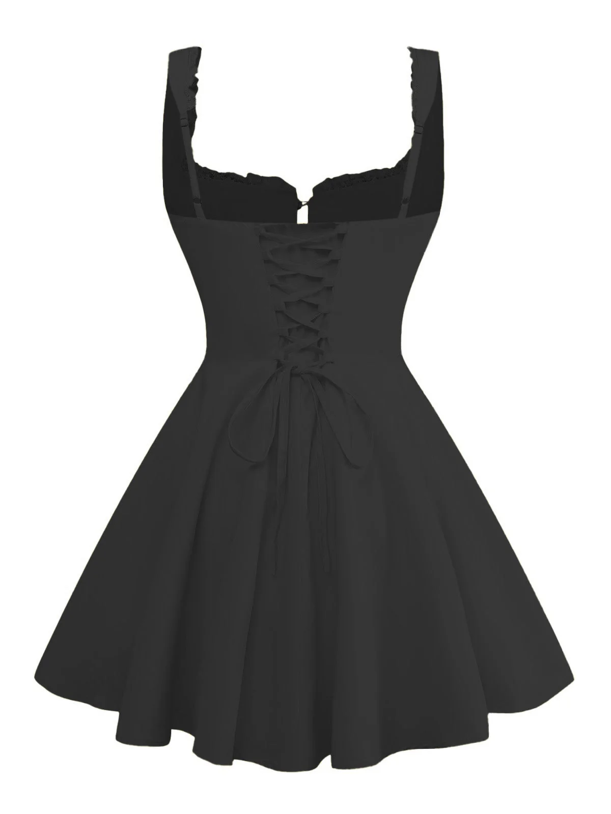 1960er Solide Spitze Träger Schnürung Skater Kleid - Image 5