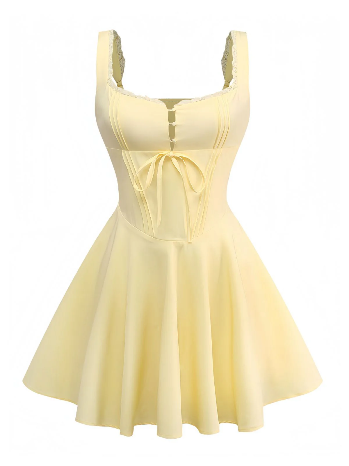 1960er Solide Spitze Träger Schnürung Skater Kleid - Image 6
