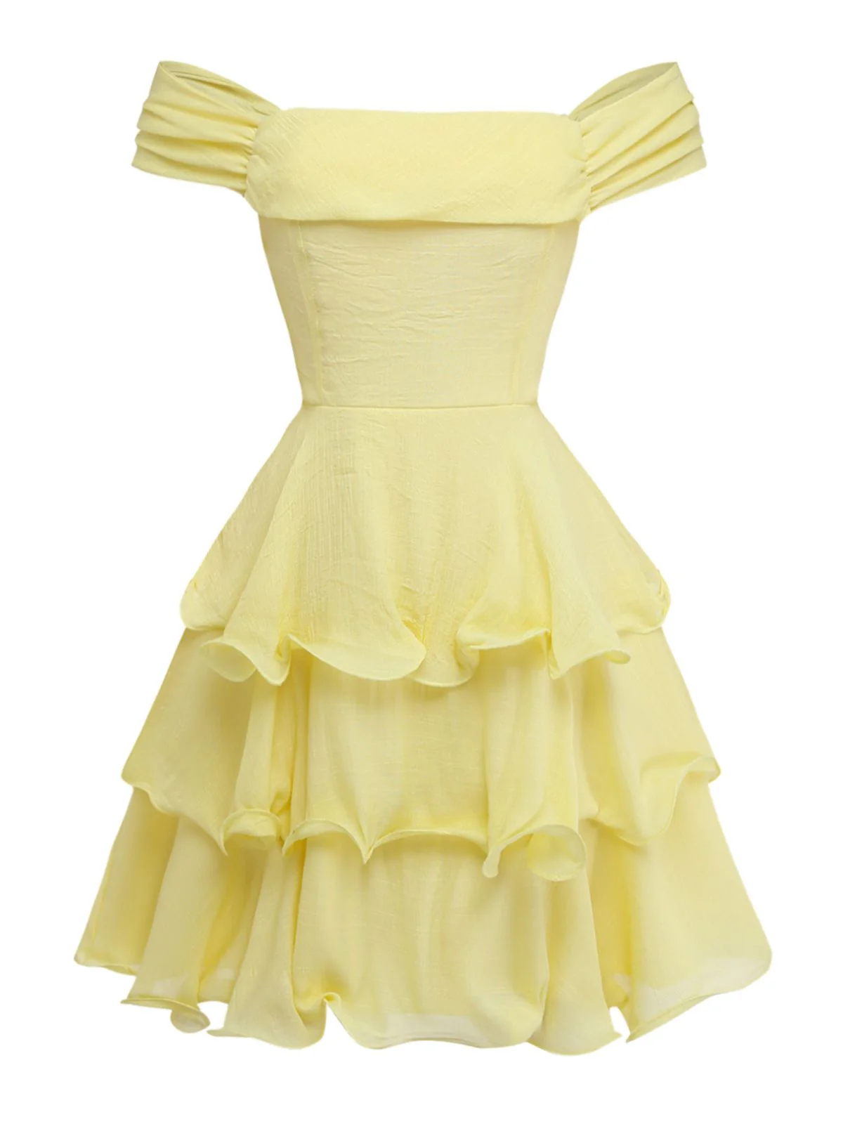 1960er Solide Trägerlos Rückenfrei Rüschen Volant Kleid - Image 2