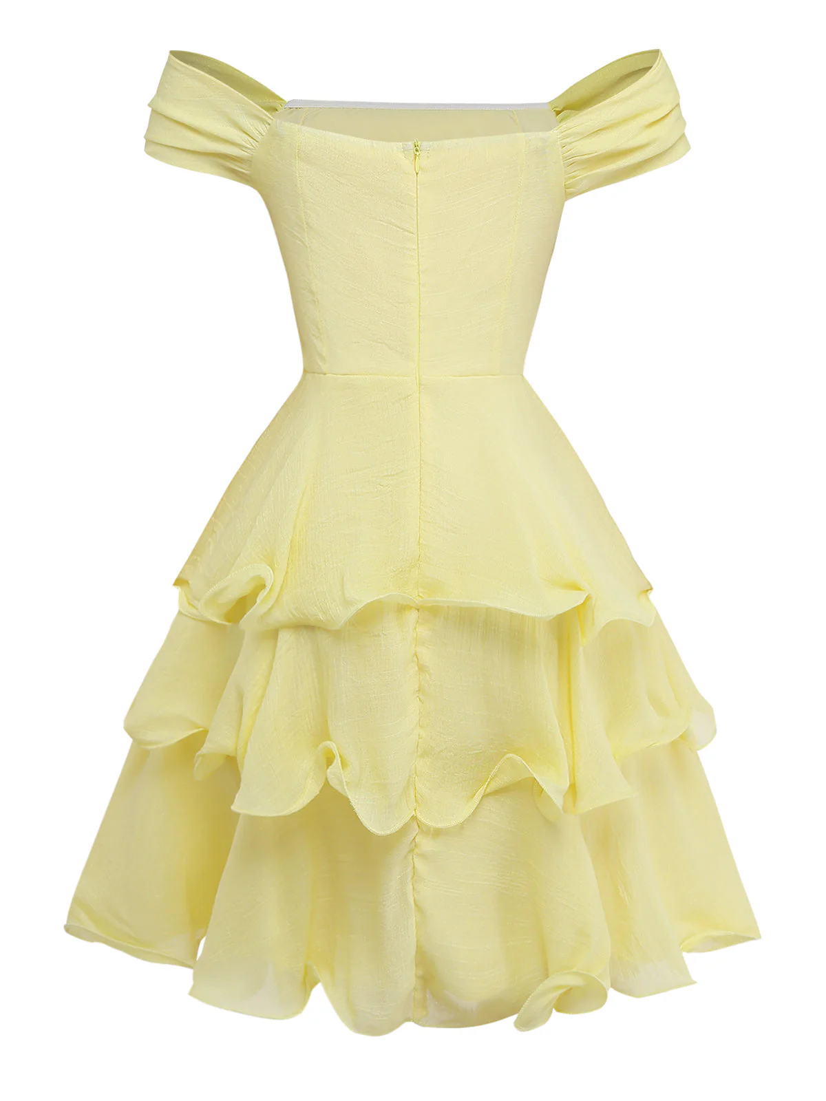 1960er Solide Trägerlos Rückenfrei Rüschen Volant Kleid - Image 3