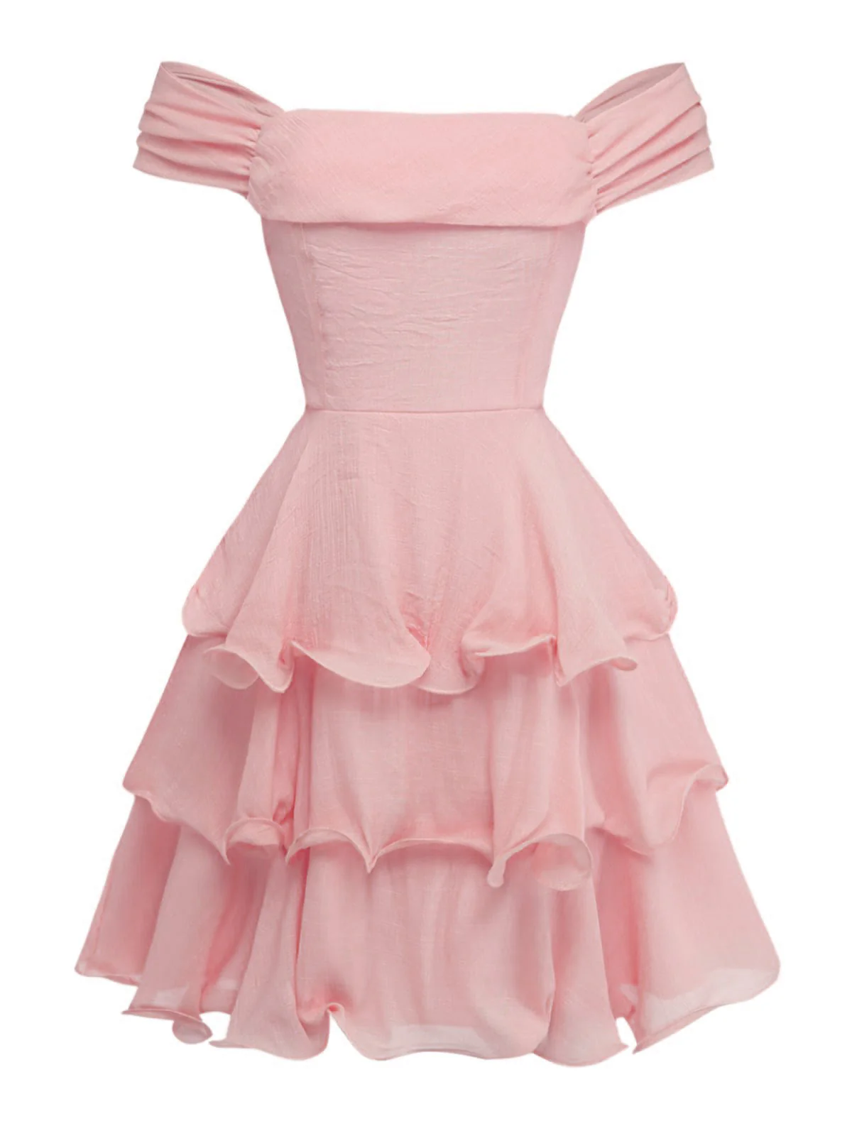 1960er Solide Trägerlos Rückenfrei Rüschen Volant Kleid - Image 6