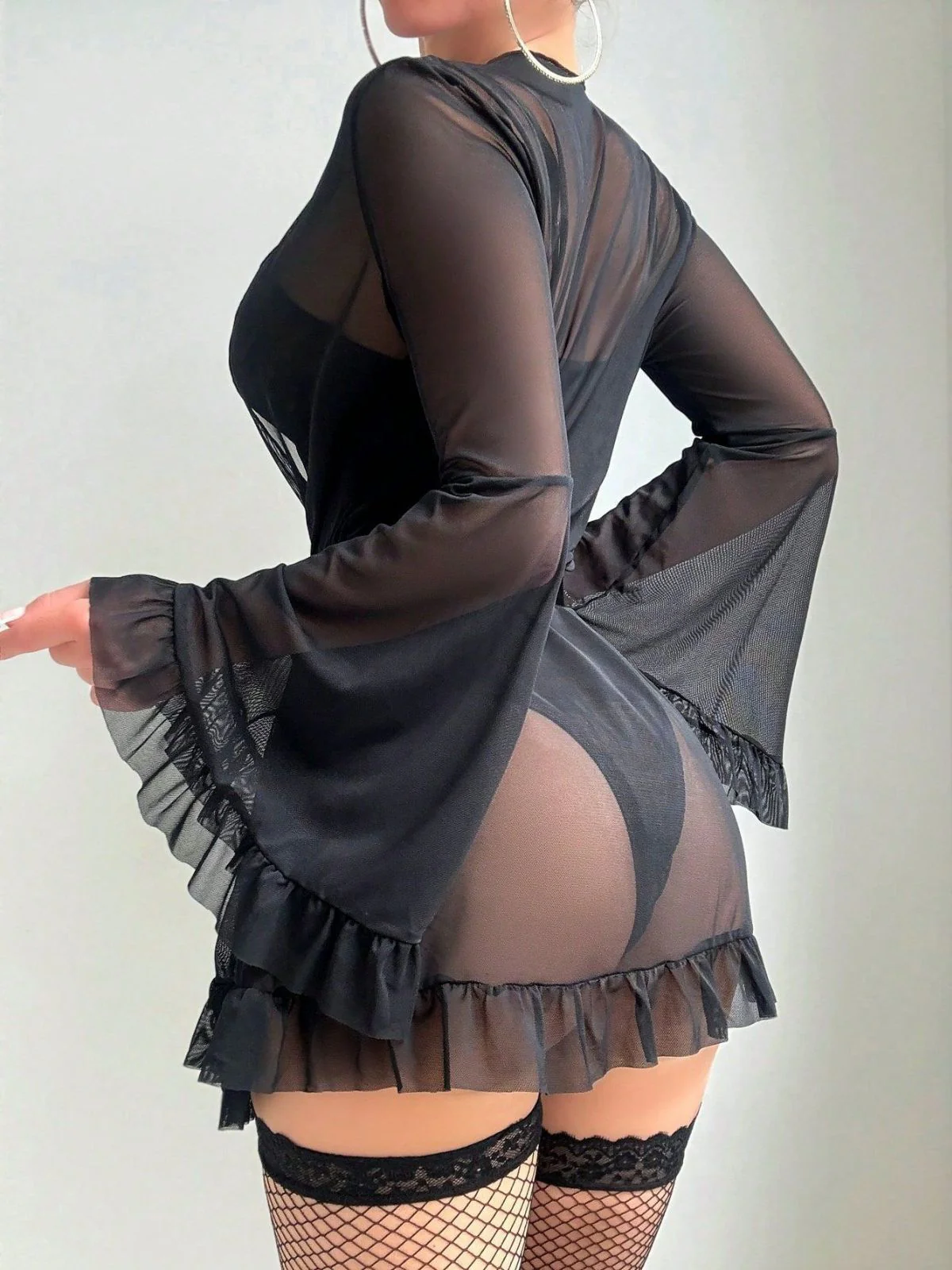 1960er Solide Transparent Spitze Patchwork Nachtwäsche Set - Image 11