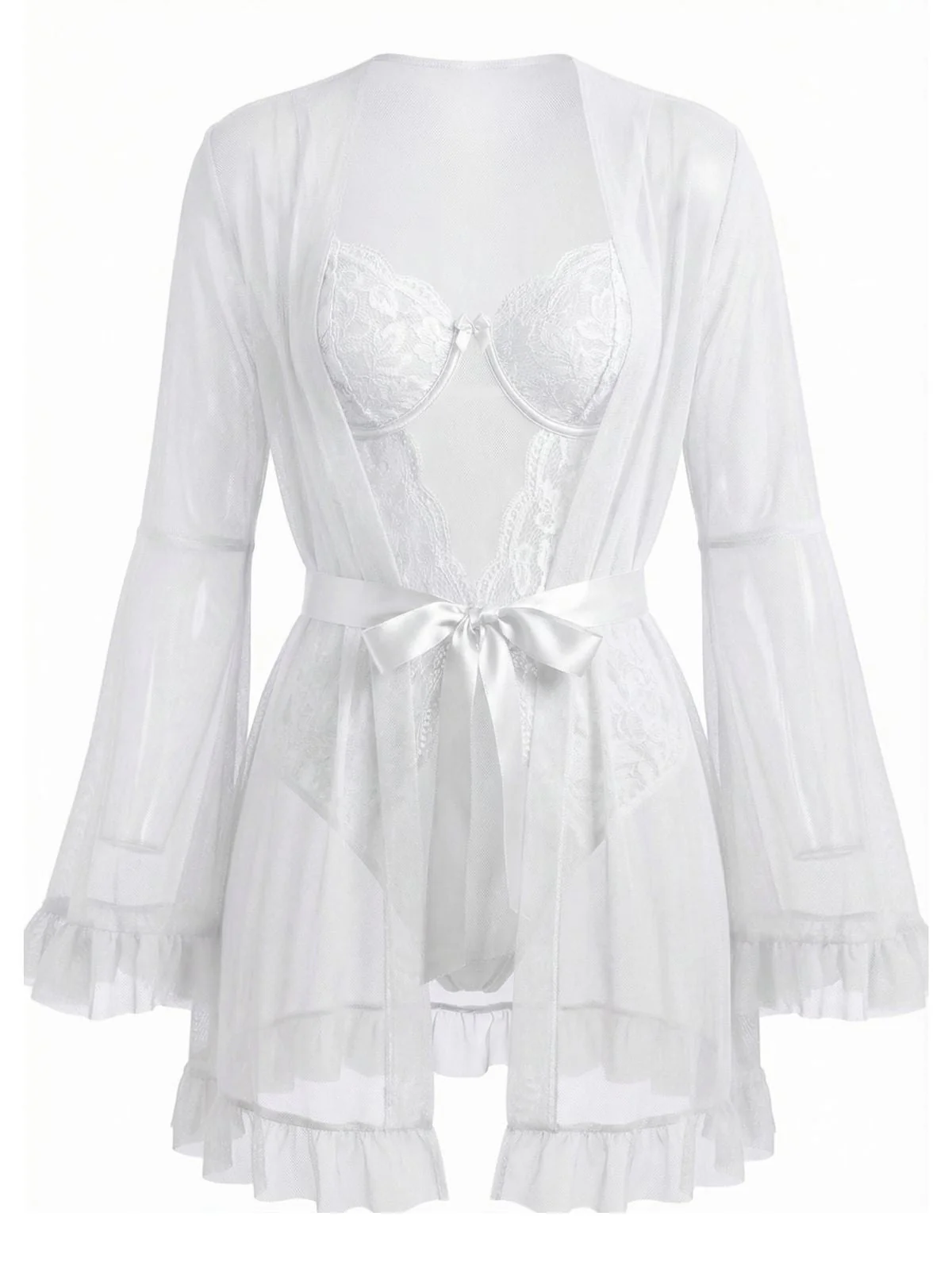 1960er Solide Transparent Spitze Patchwork Nachtwäsche Set - Image 12