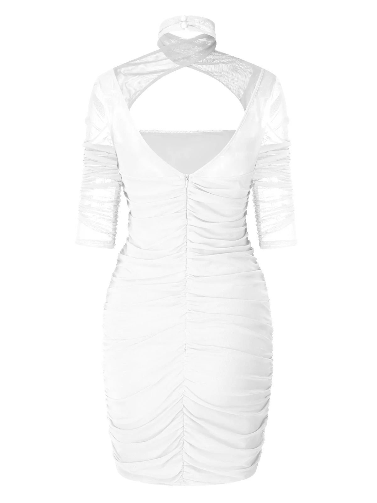 1960er Solide Transparentes Falten Halter Enges Kleid - Image 11