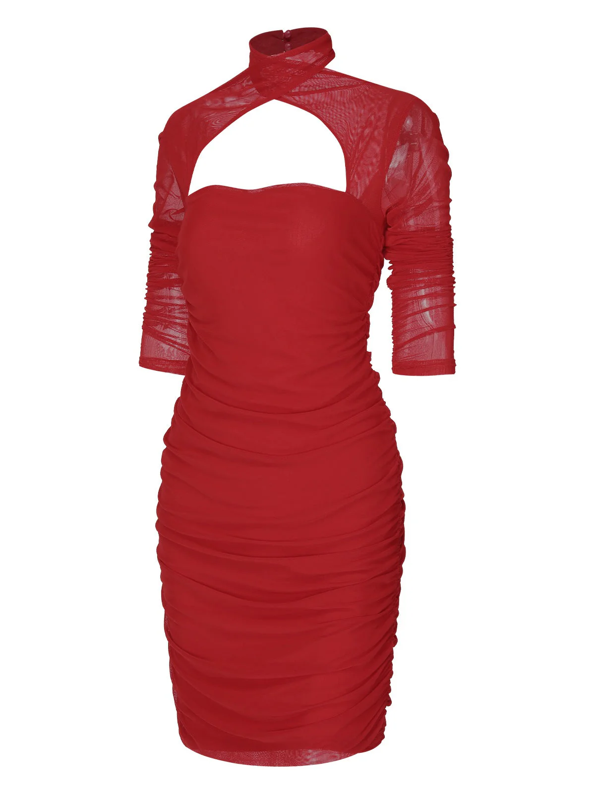 1960er Solide Transparentes Falten Halter Enges Kleid - Image 6