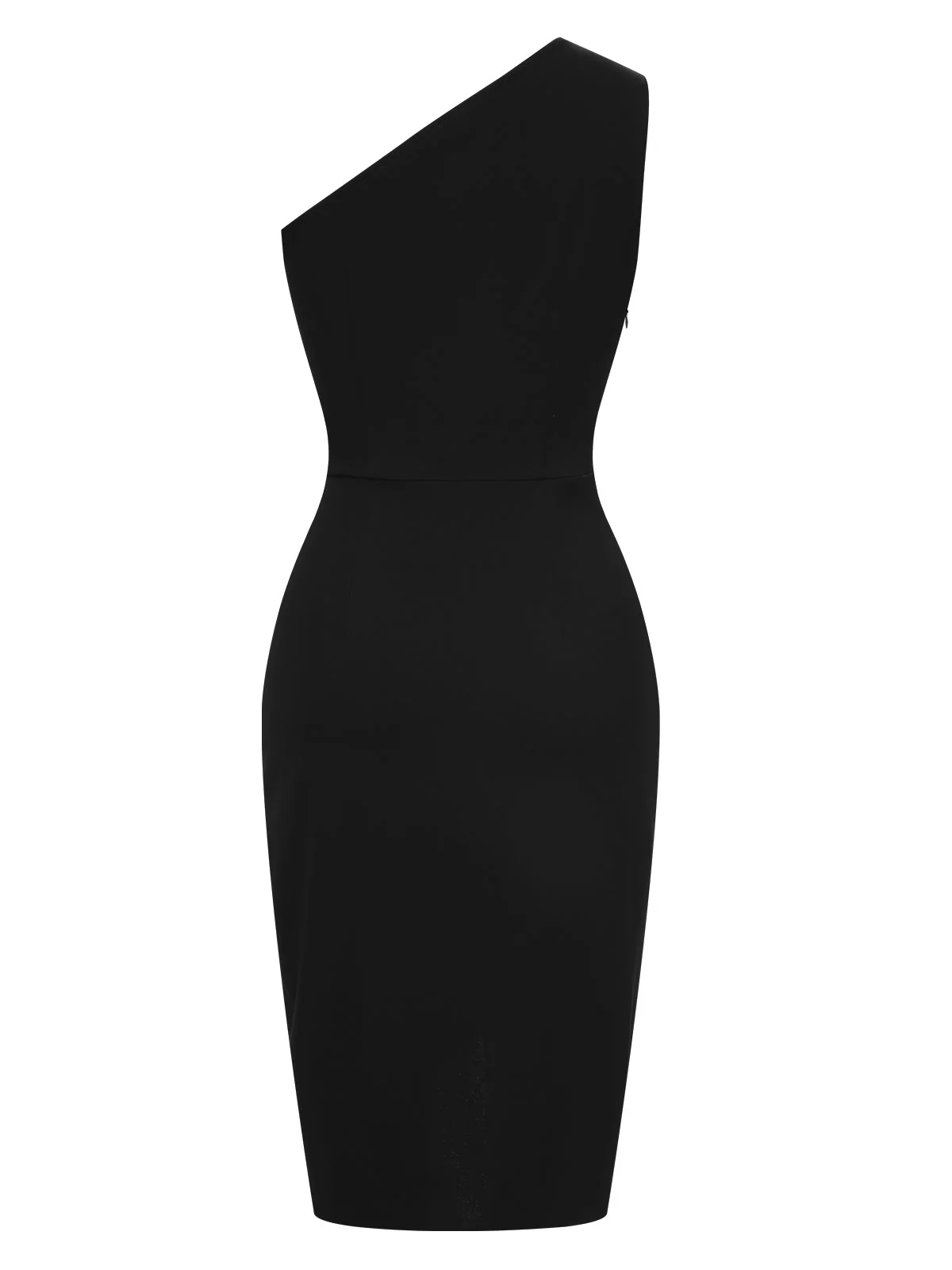 1960er Solide Tulpensaum Rüschen Eine Schulter Kleid - Image 3