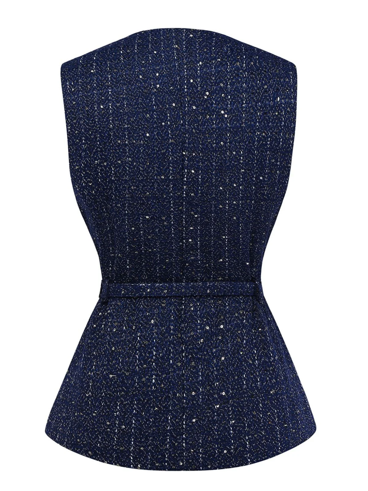 1960er Solide Tweed Knopf Gürtel Weste - Image 3