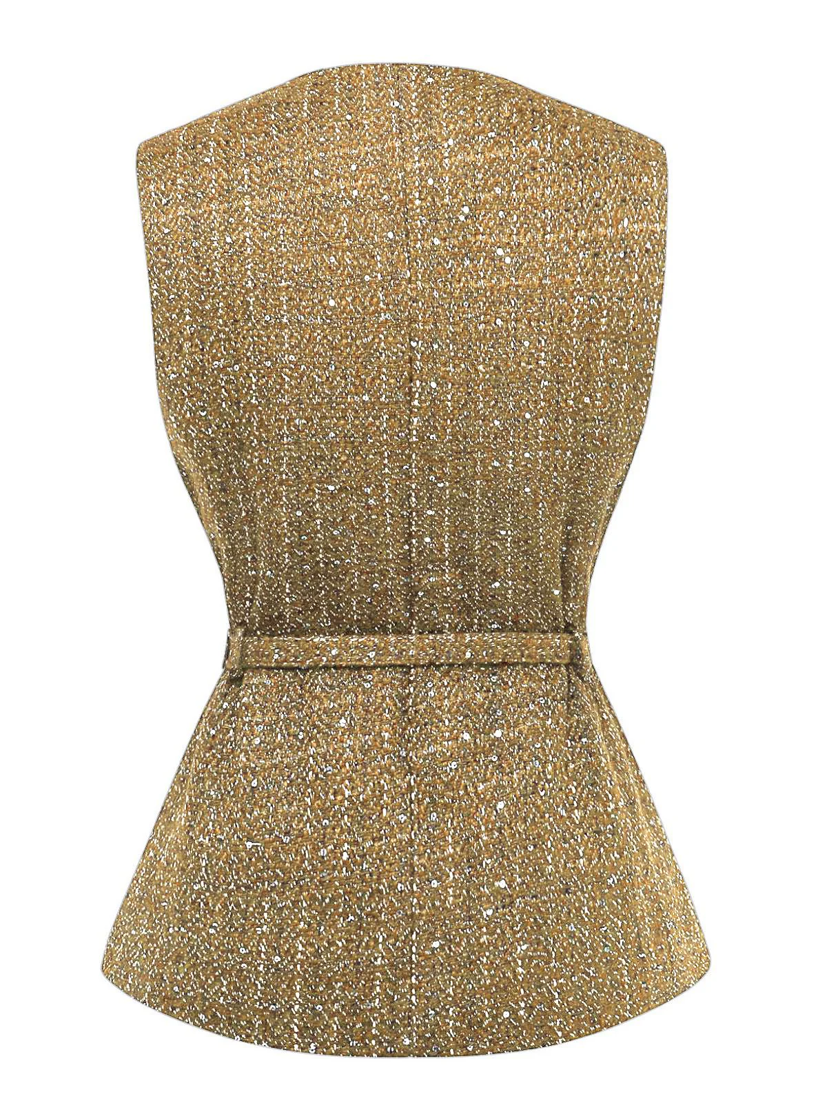1960er Solide Tweed Knopf Gürtel Weste - Image 9