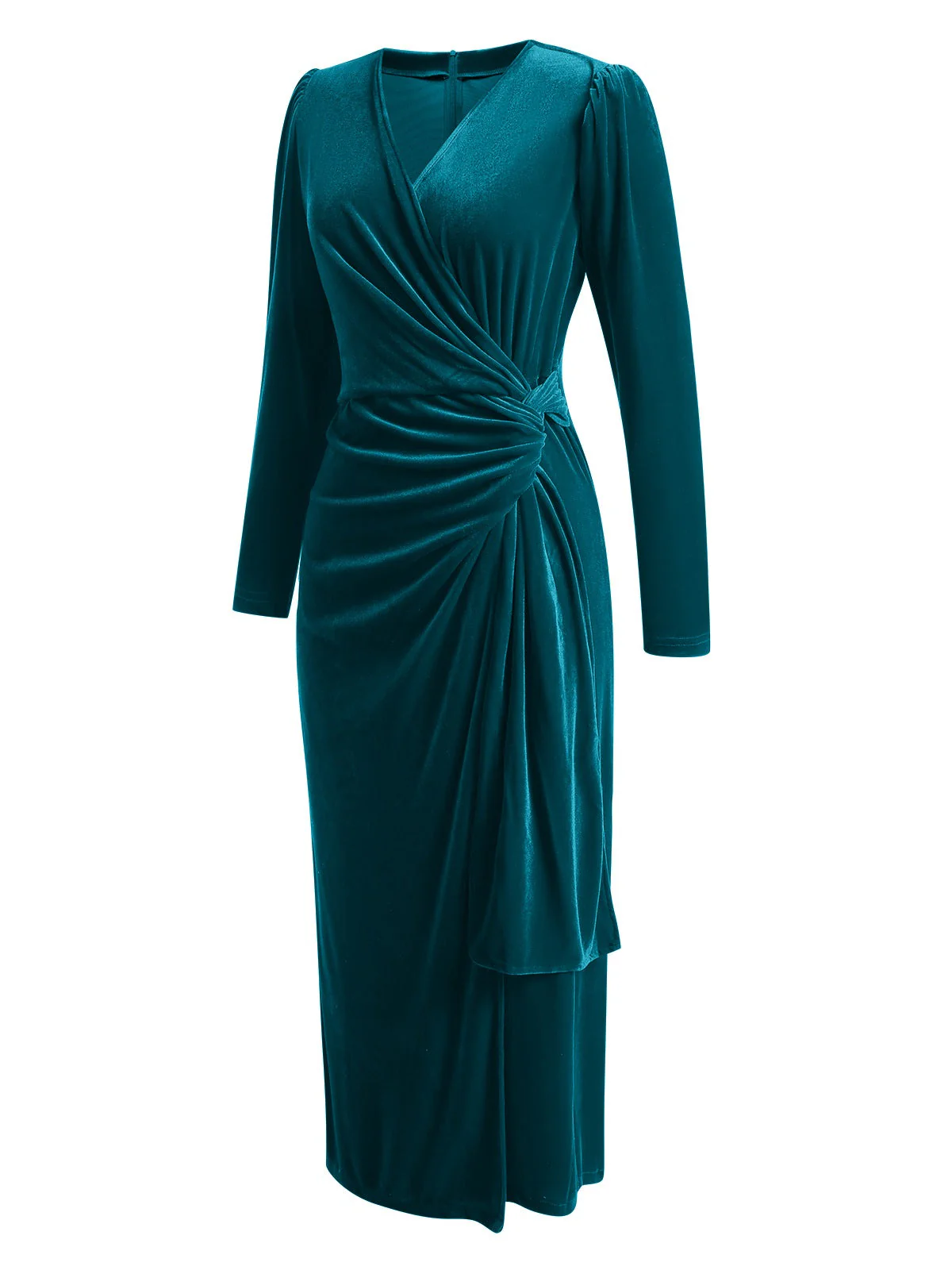 1960er Solide Twist V-Ausschnitt Samt Kleid - Image 2