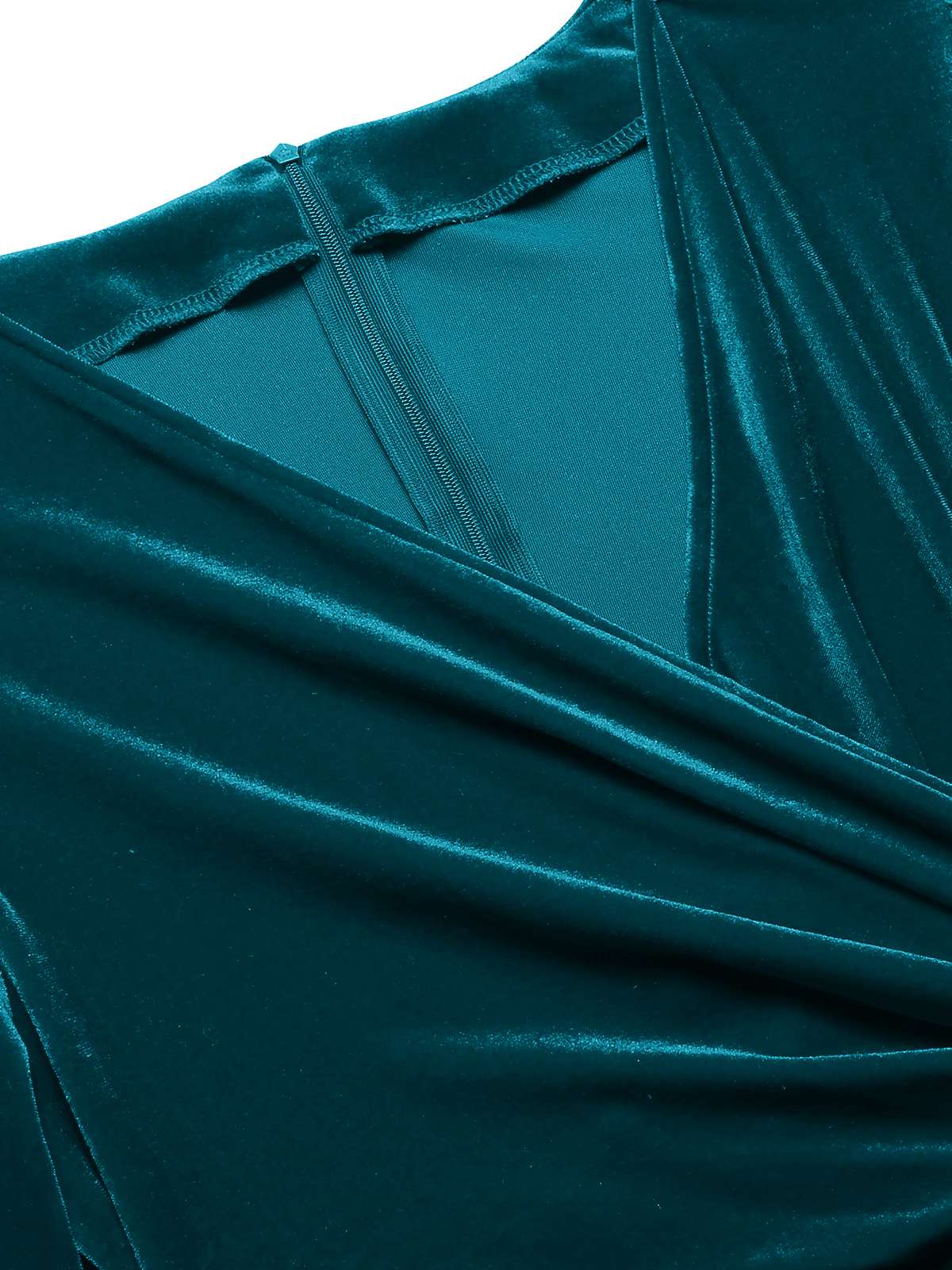 1960er Solide Twist V-Ausschnitt Samt Kleid - Image 4