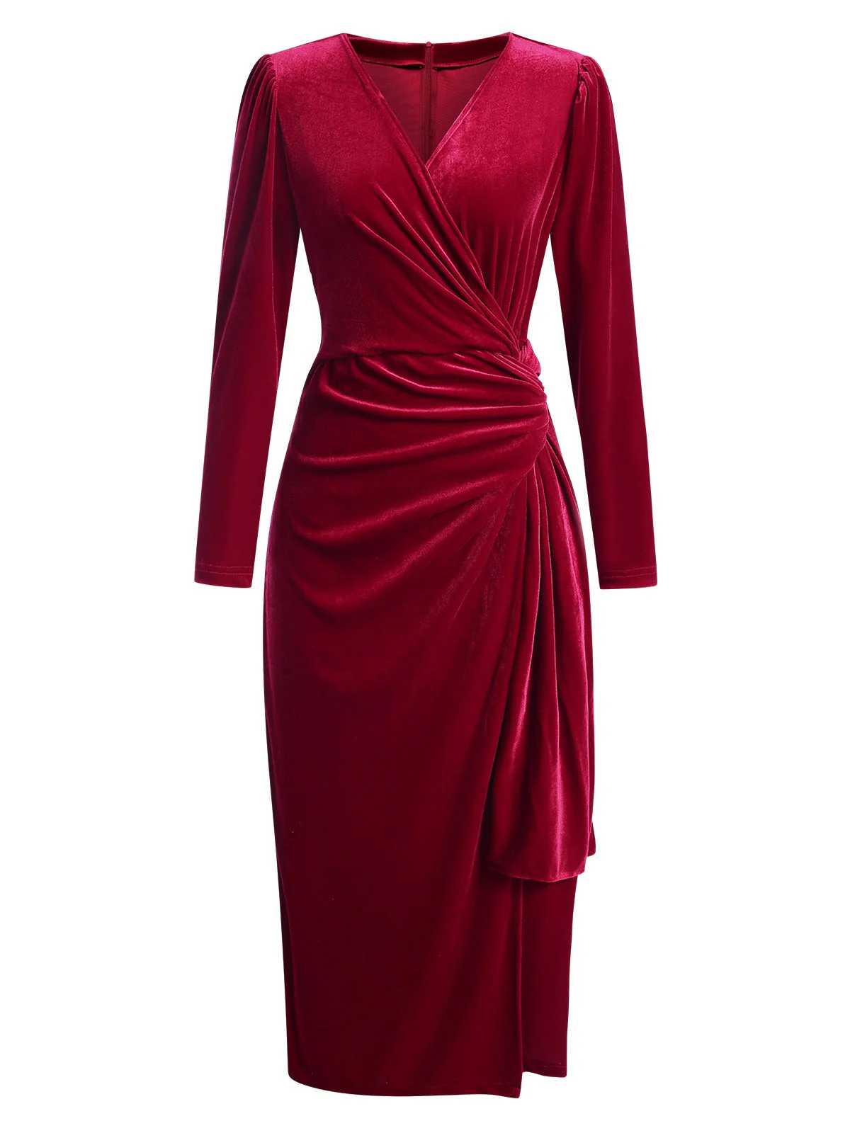 1960er Solide Twist V-Ausschnitt Samt Kleid - Image 5