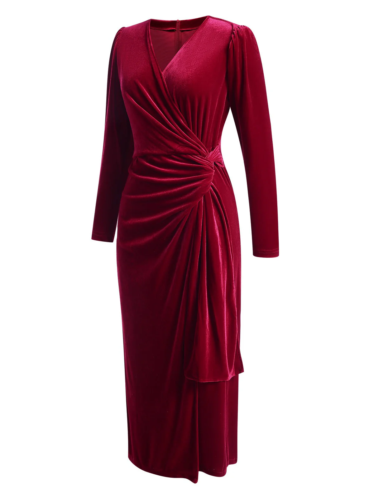 1960er Solide Twist V-Ausschnitt Samt Kleid - Image 6