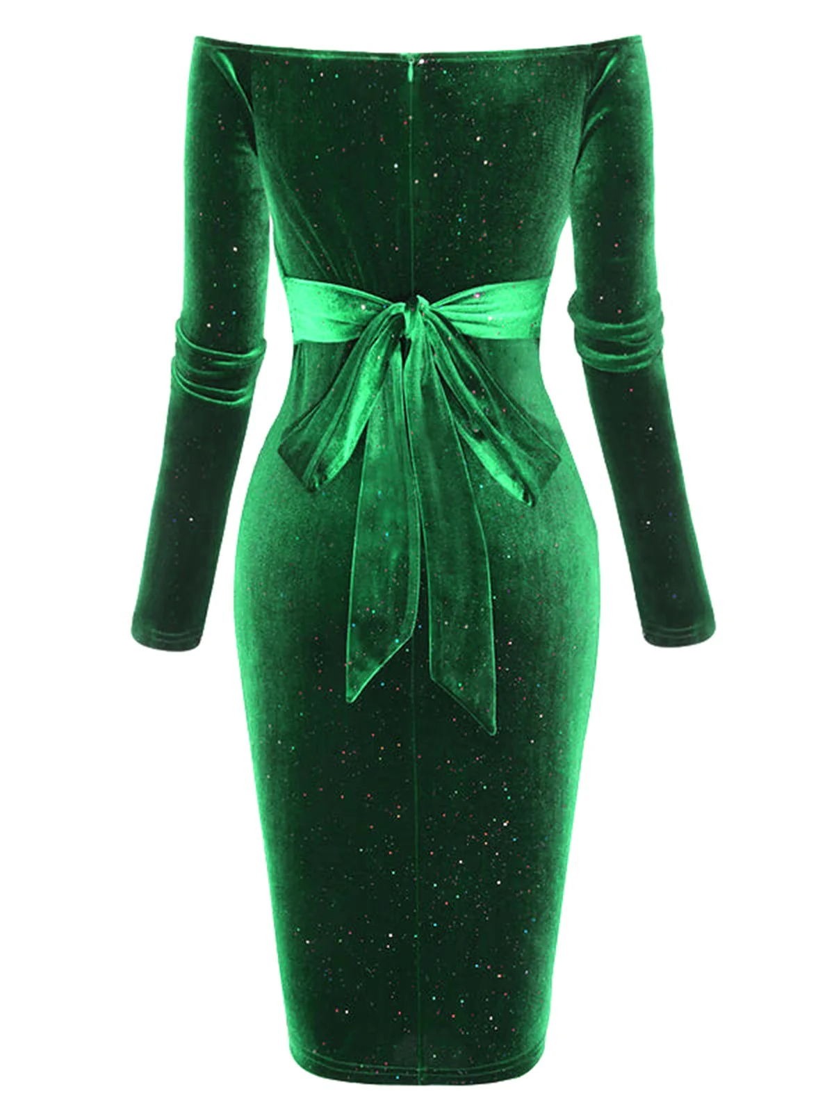 1960ER SOLIDES SCHULTERFREIES SAMT BLEISTIFTKLEID - Image 2
