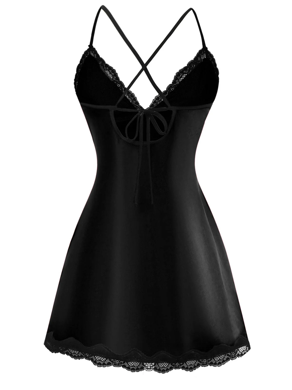 1960er Spaghetti Träger Satin Spitze Nachthemd - Image 7