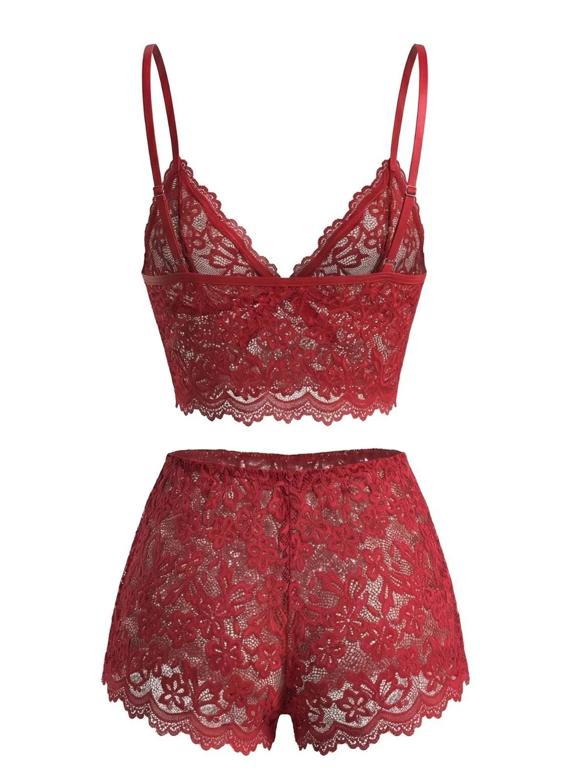 1960er Spaghetti Träger Spitze Blumen Bogen Pyjama Set - Image 4
