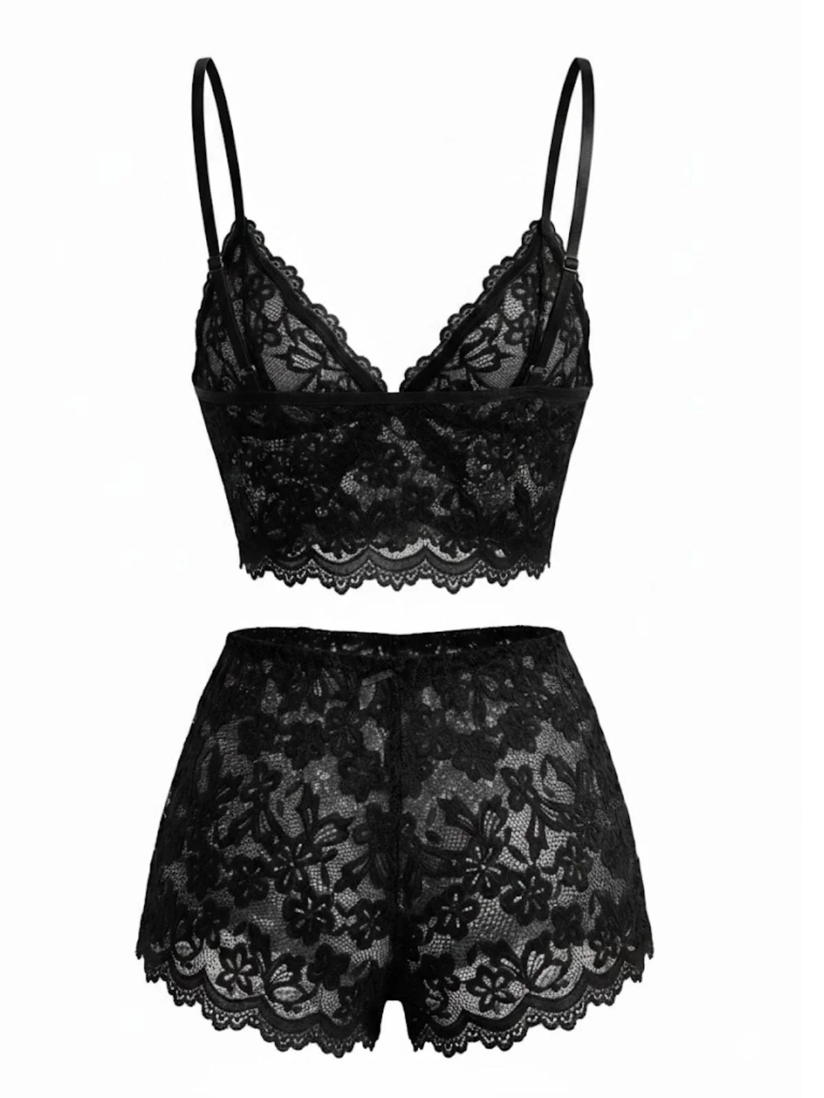 1960er Spaghetti Träger Spitze Blumen Bogen Pyjama Set - Image 7