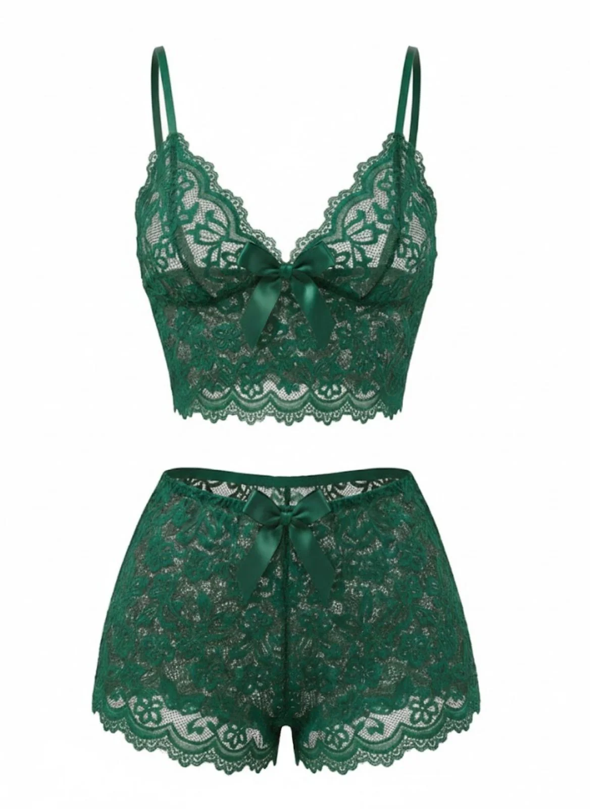1960er Spaghetti Träger Spitze Blumen Bogen Pyjama Set - Image 8