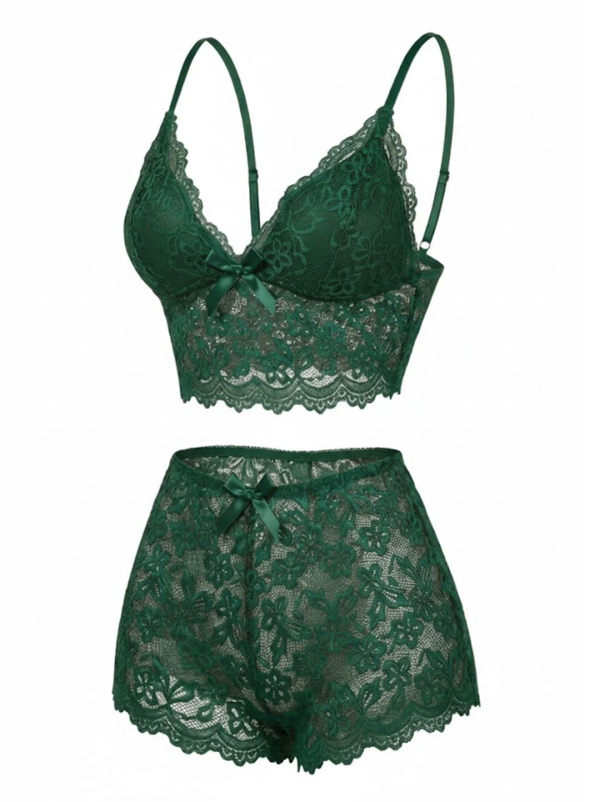 1960er Spaghetti Träger Spitze Blumen Bogen Pyjama Set - Image 9