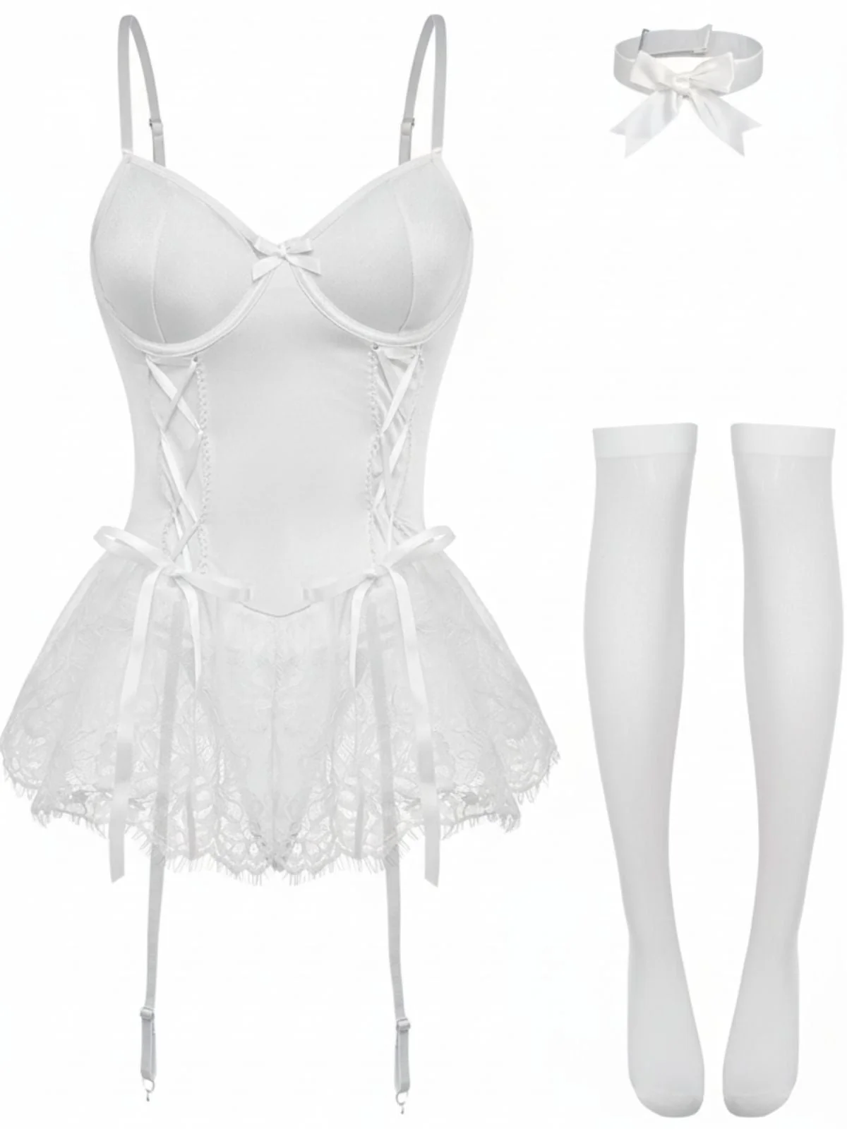 1960er Spitze Besetzt Korsett Bodysuit Set - Image 5