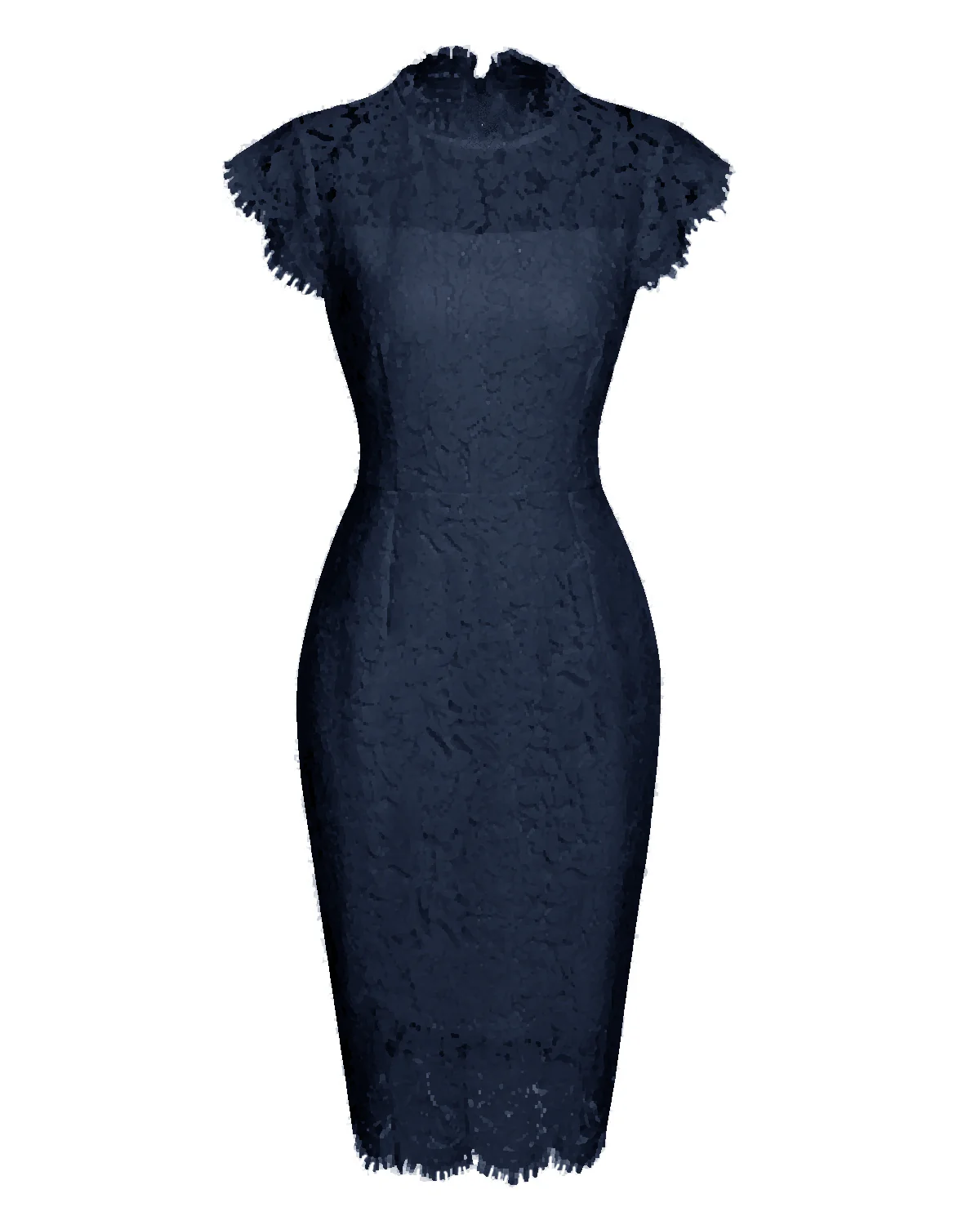 [CZ Lager] 1960er Blumen Spitze Einfarbig Bleistift Kleid - Image 3