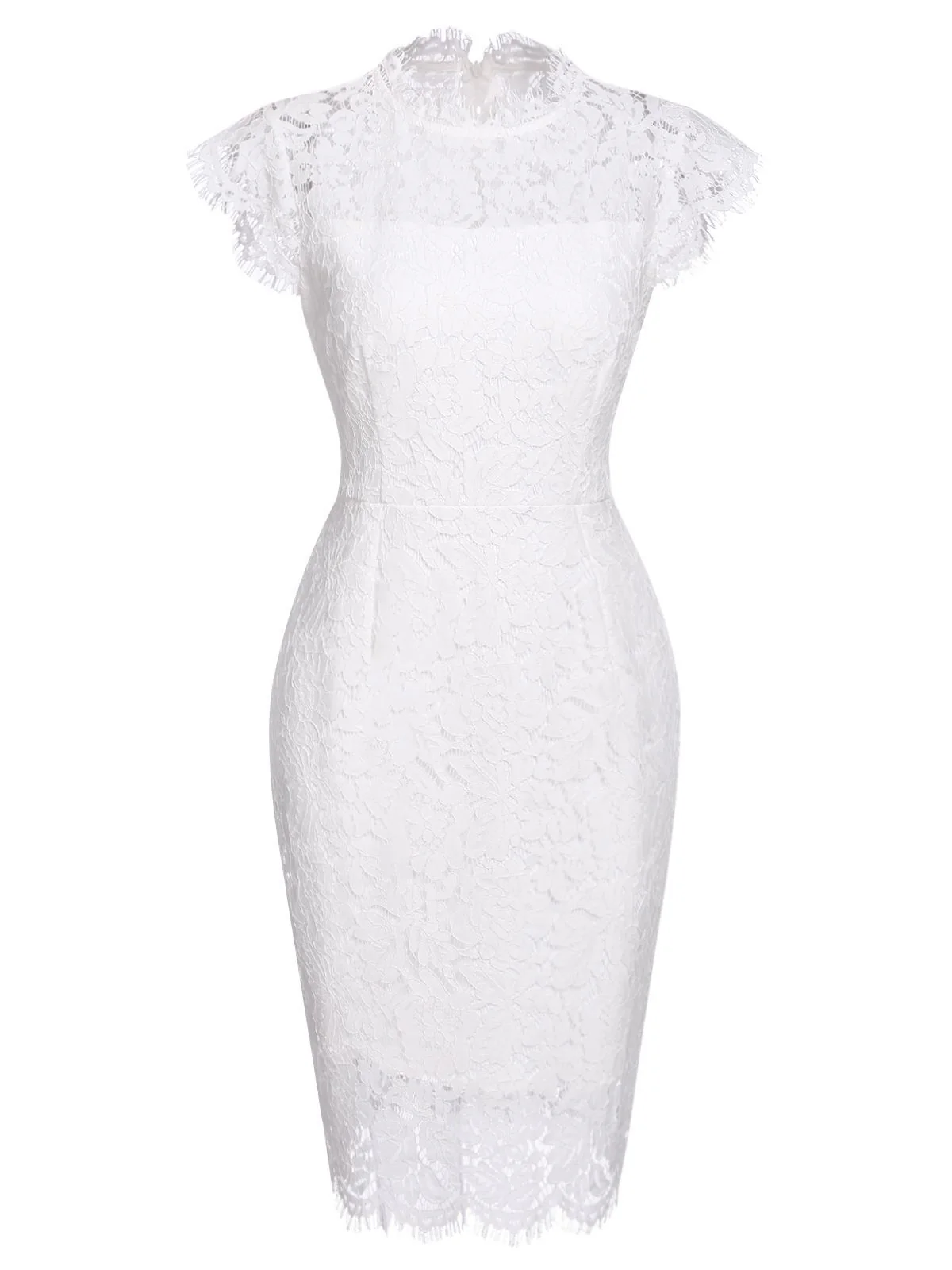 [CZ Lager] 1960er Blumen Spitze Einfarbig Bleistift Kleid - Image 5