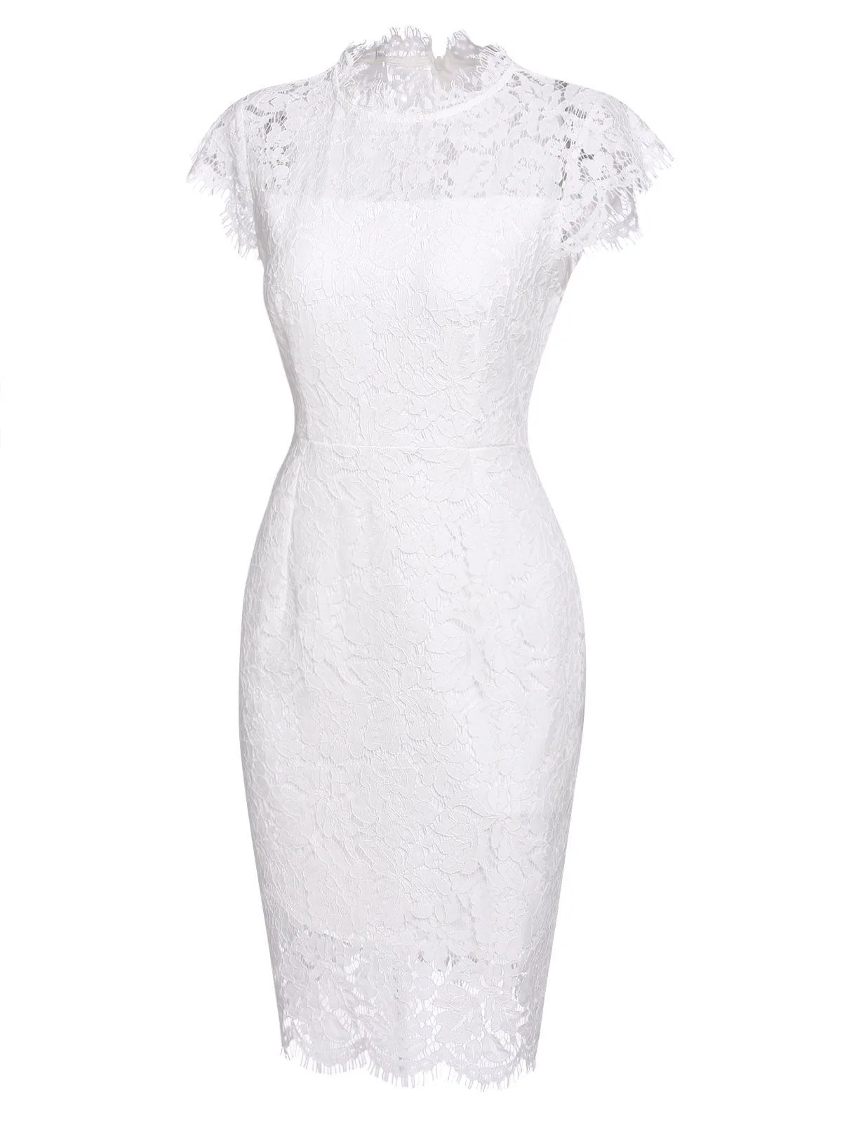 [CZ Lager] 1960er Blumen Spitze Einfarbig Bleistift Kleid - Image 6