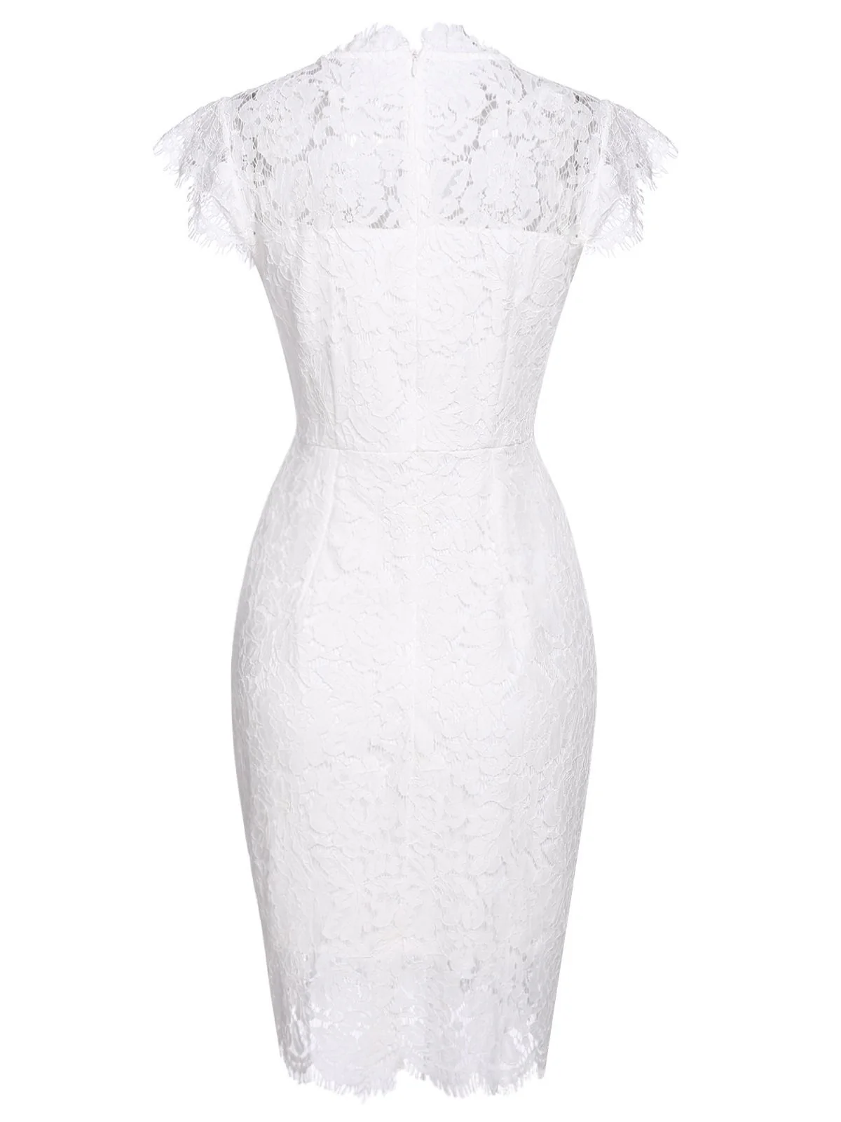 [CZ Lager] 1960er Blumen Spitze Einfarbig Bleistift Kleid - Image 7
