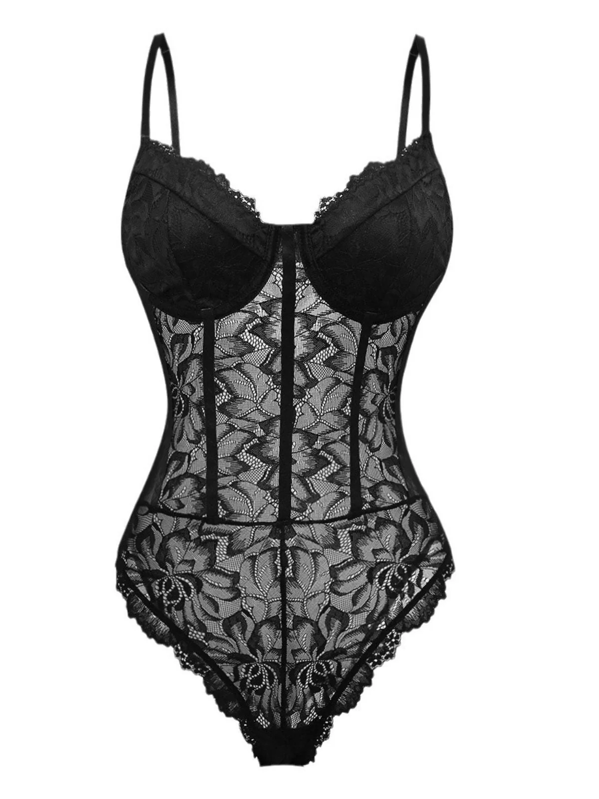 1960er Spitze Spaghetti Träger Korsett Bodysuit - Image 5