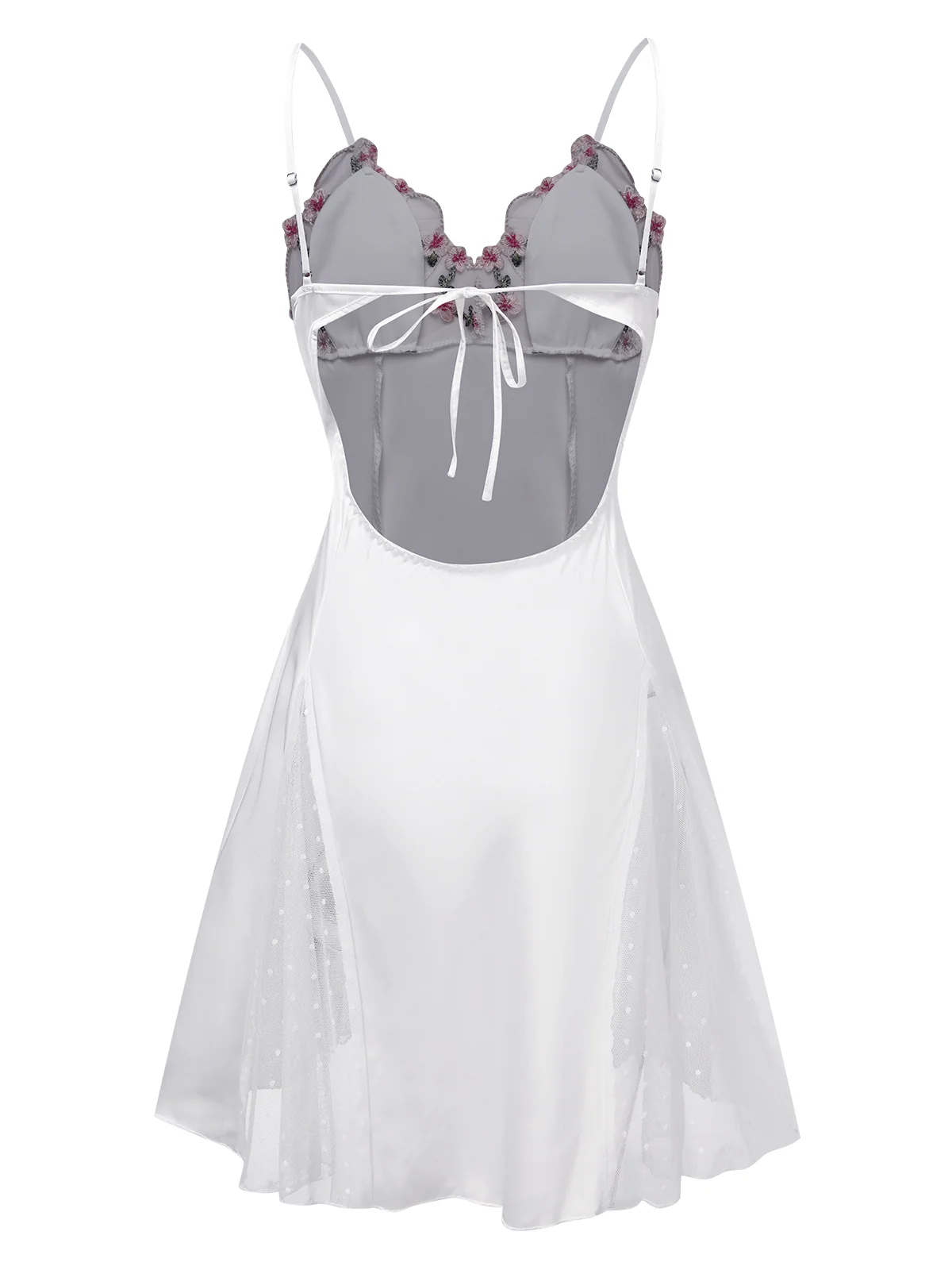 1960er Spitze Spaghetti Träger Satin Nachthemd - Image 4