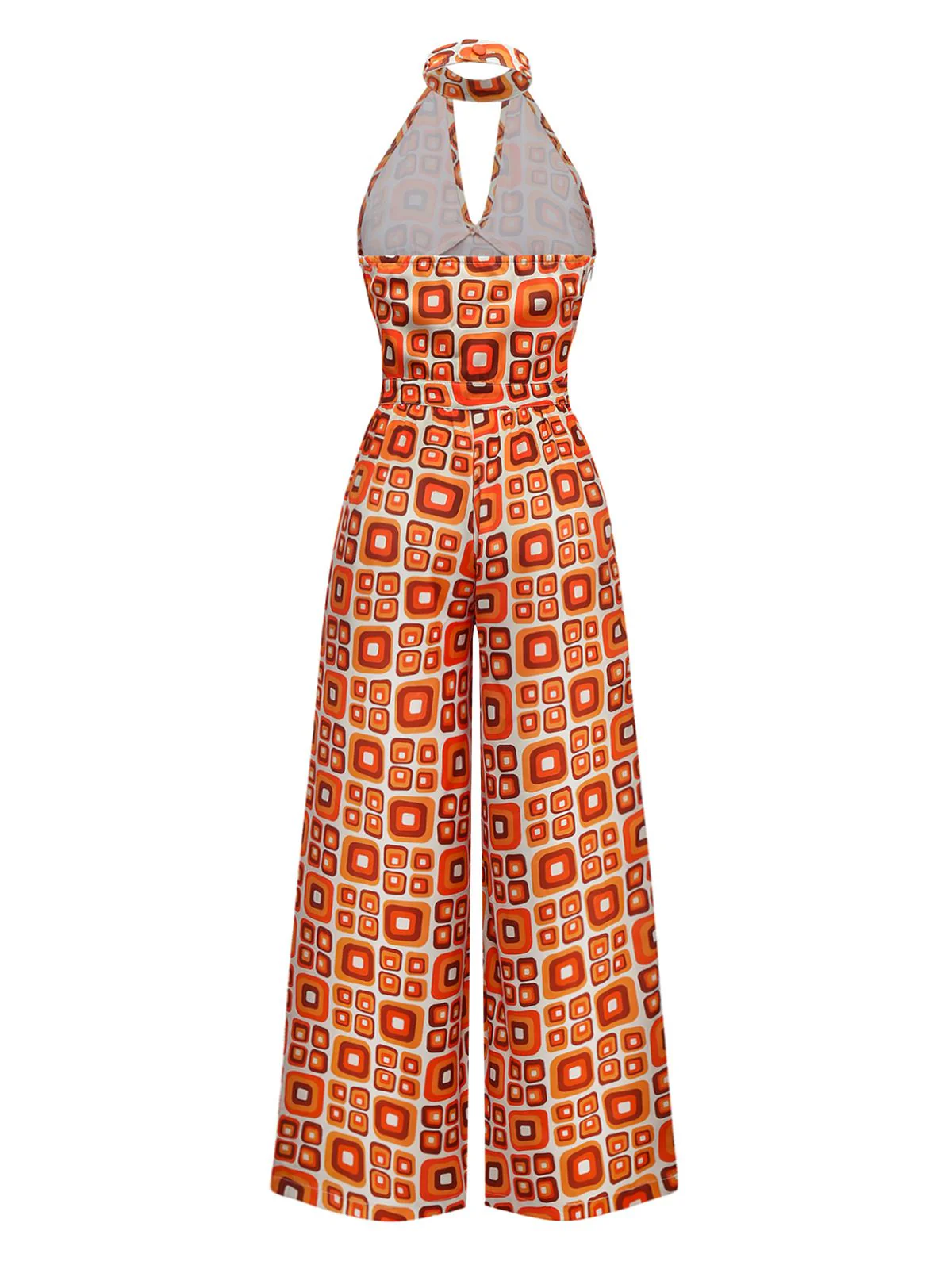 60er Jumpsuit mit Stehkragen und geometrischem Muster, Hippie-Stil - Image 4