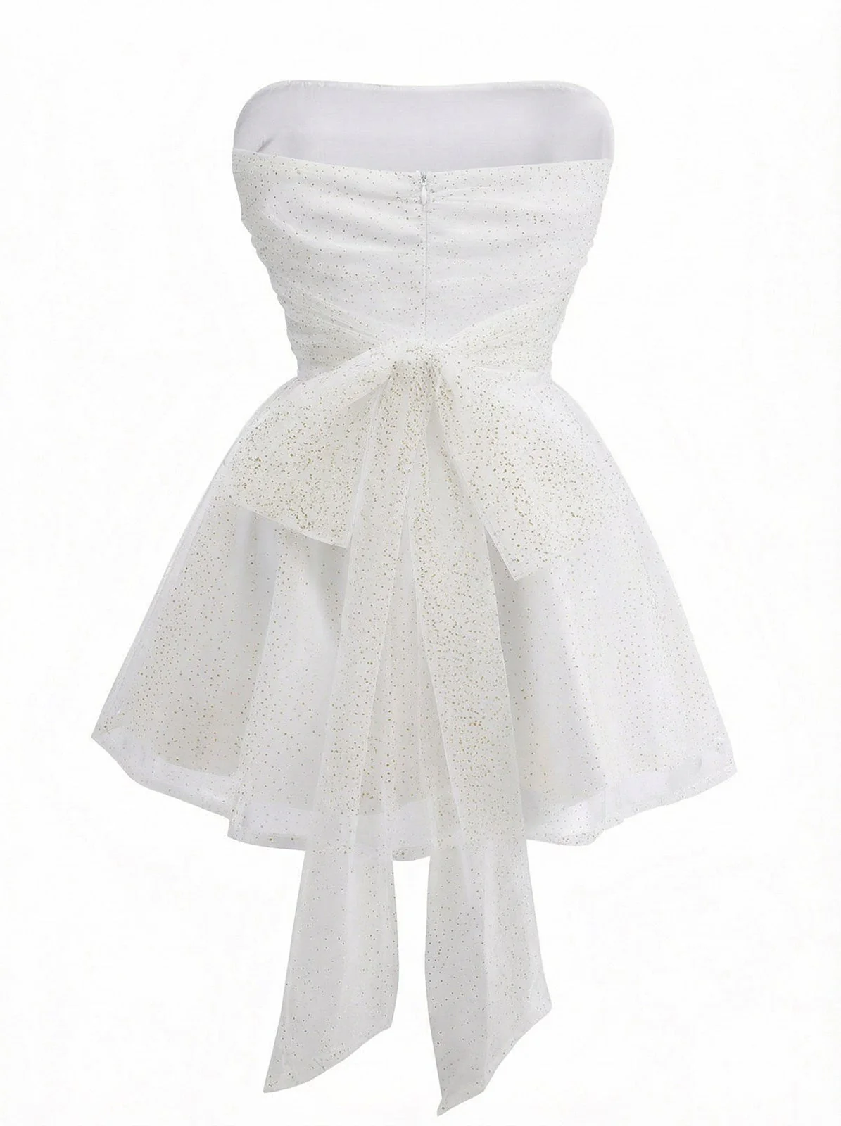 1960er Trägerlos Glitzer Rückenbindung Tüll Kleid - Image 10