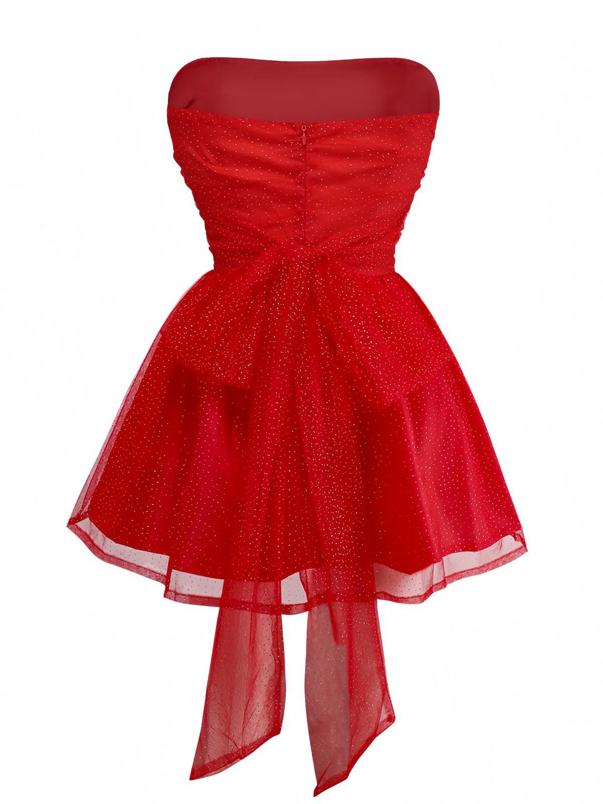 1960er Trägerlos Glitzer Rückenbindung Tüll Kleid - Image 3