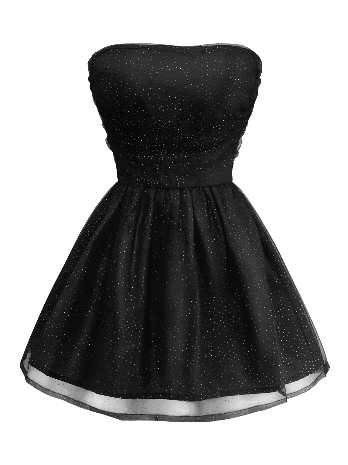 1960er Trägerlos Glitzer Rückenbindung Tüll Kleid - Image 7