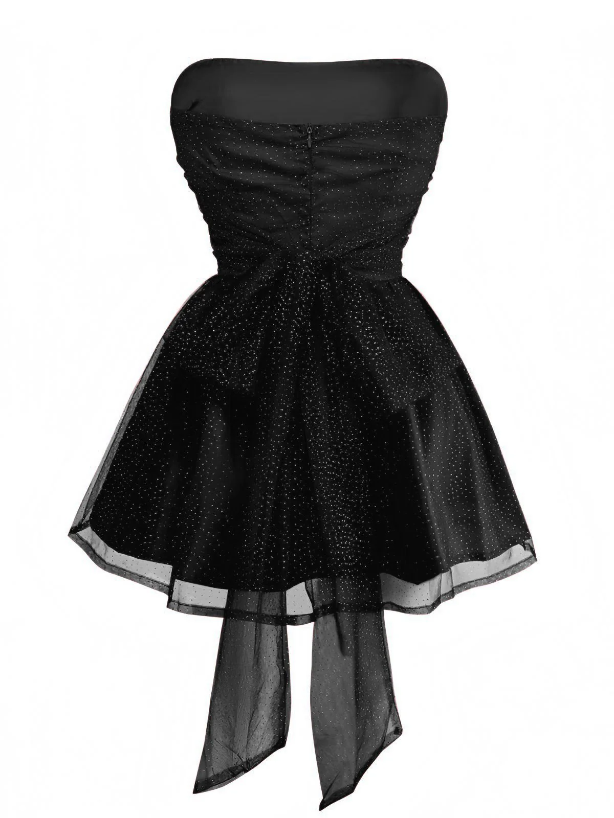 1960er Trägerlos Glitzer Rückenbindung Tüll Kleid - Image 8