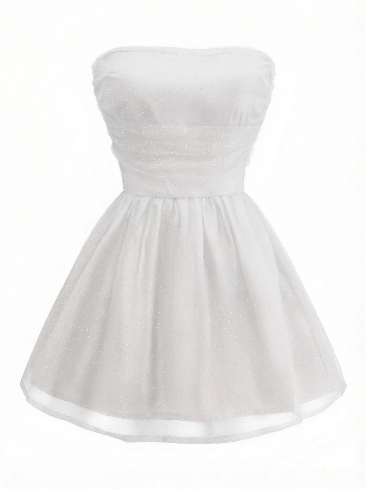 1960er Trägerlos Glitzer Rückenbindung Tüll Kleid - Image 9