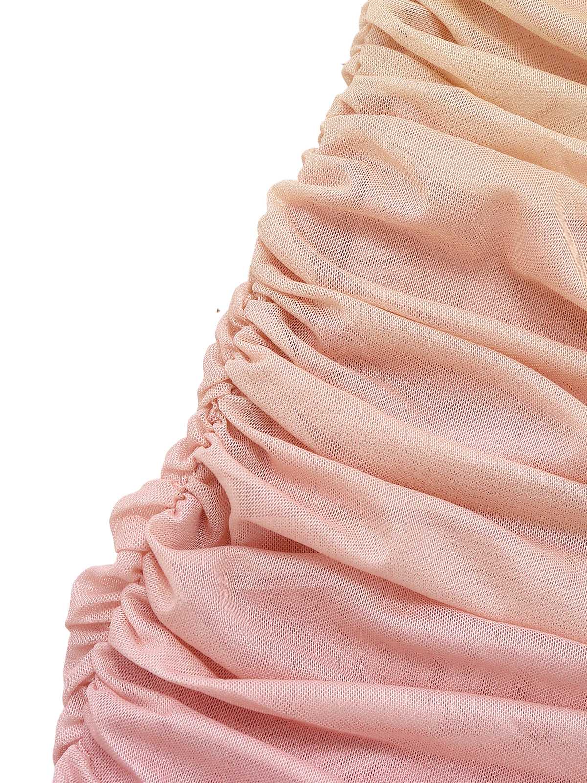1960er Trägerlos Gradient Gerüschtes Enges Kleid Mit Schal - Image 4