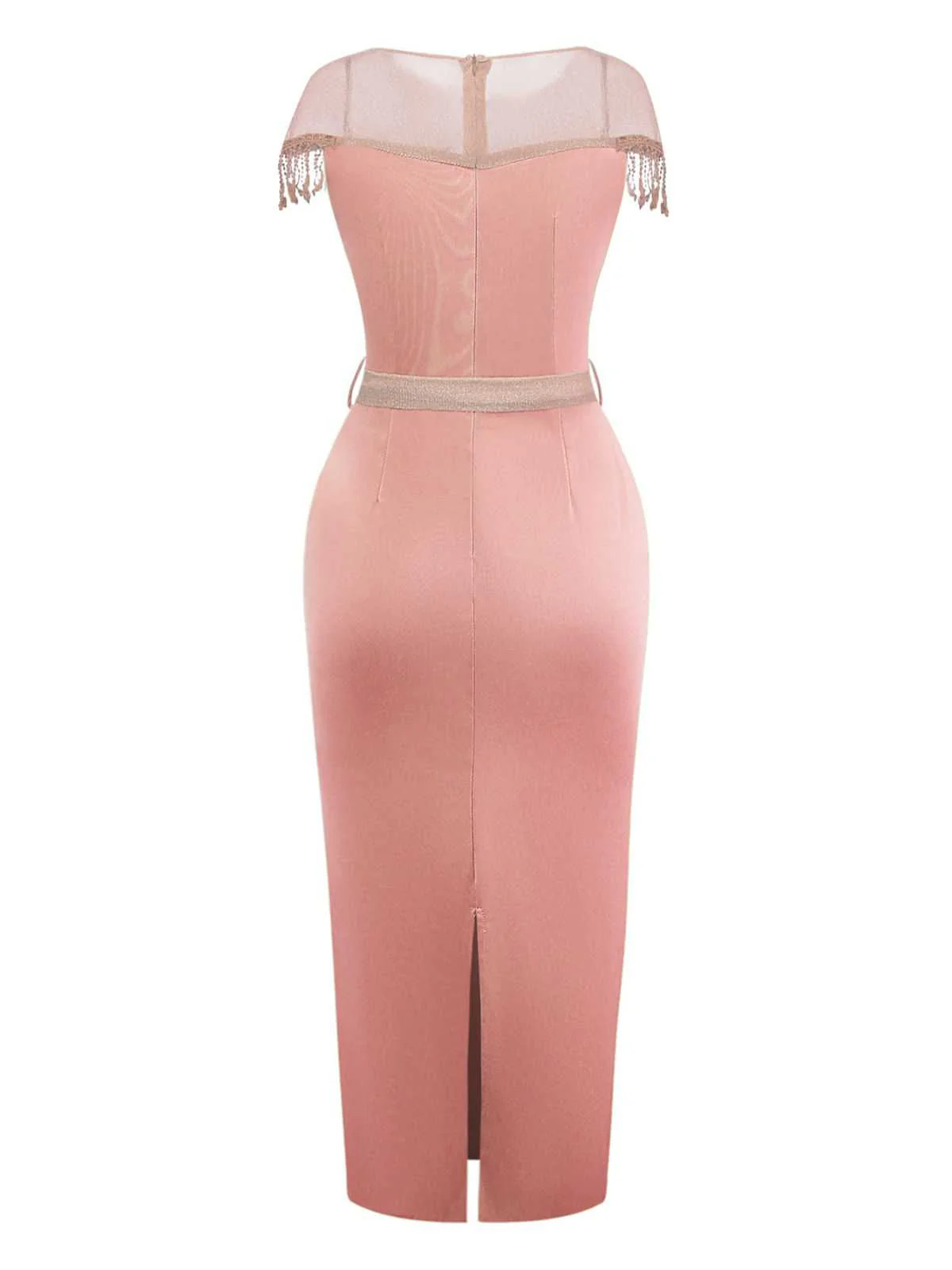 1960er Transparente Fransen Gürtel Enges Kleid - Image 4