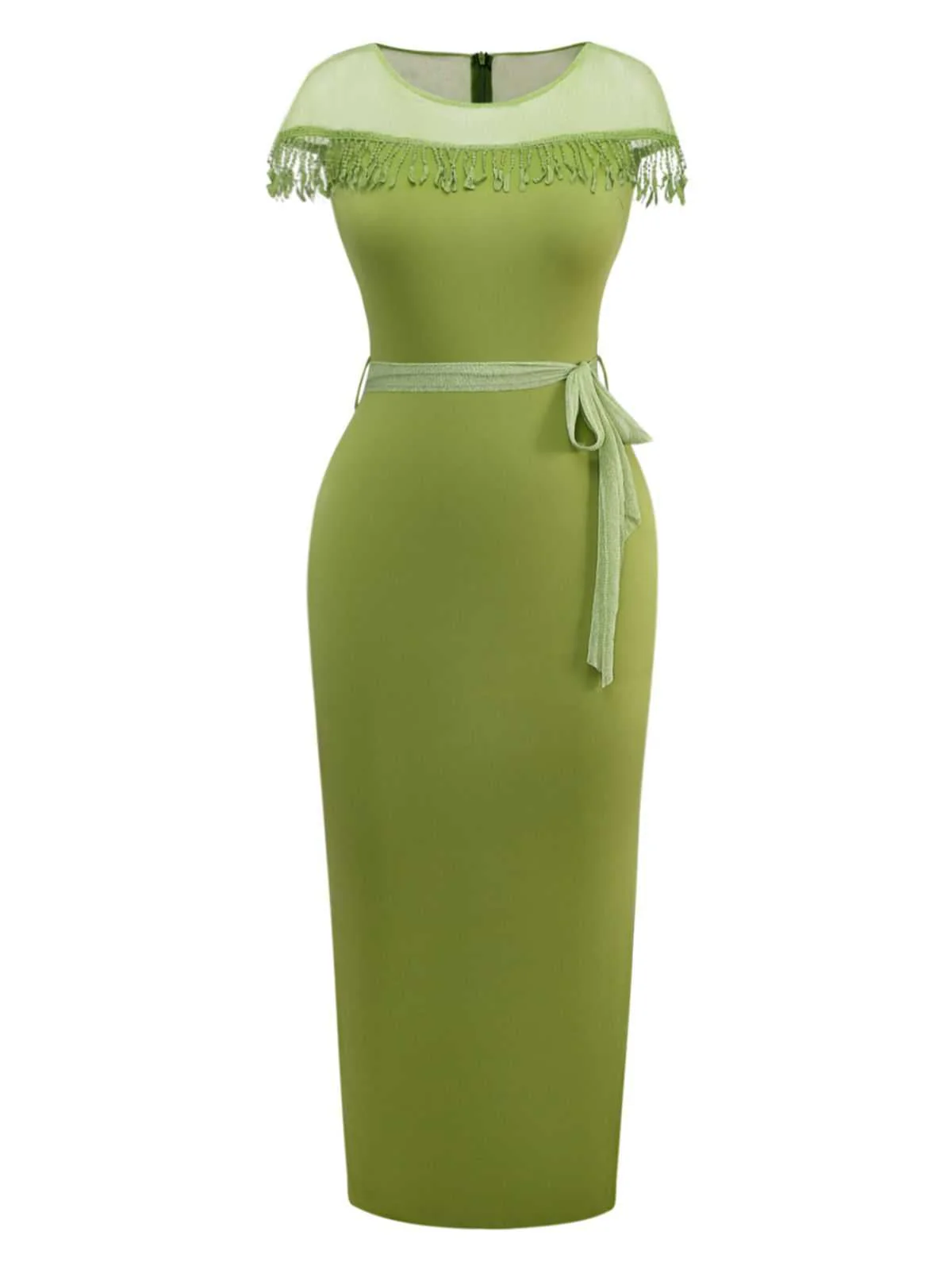 1960er Transparente Fransen Gürtel Enges Kleid - Image 8