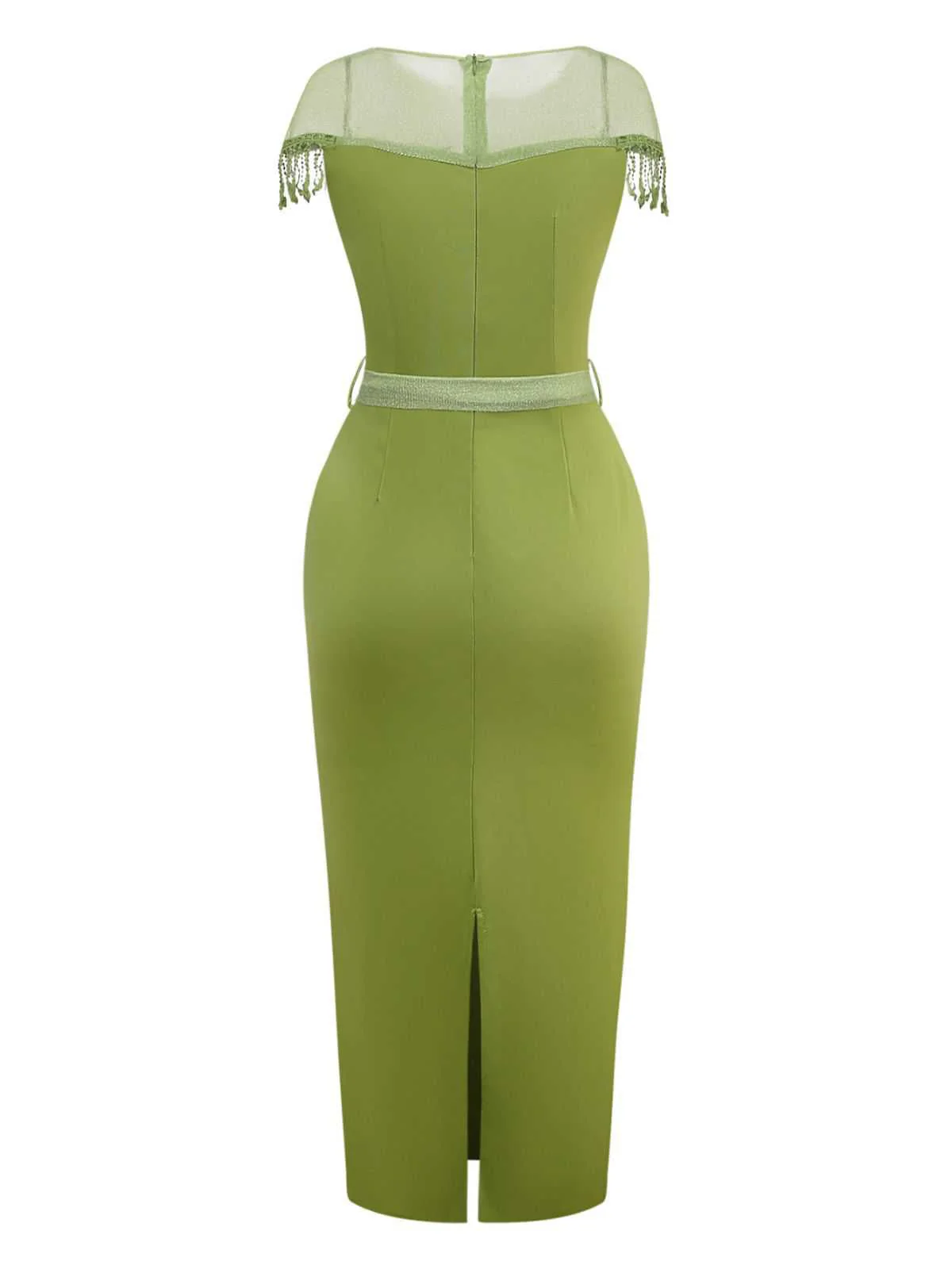 1960er Transparente Fransen Gürtel Enges Kleid - Image 9