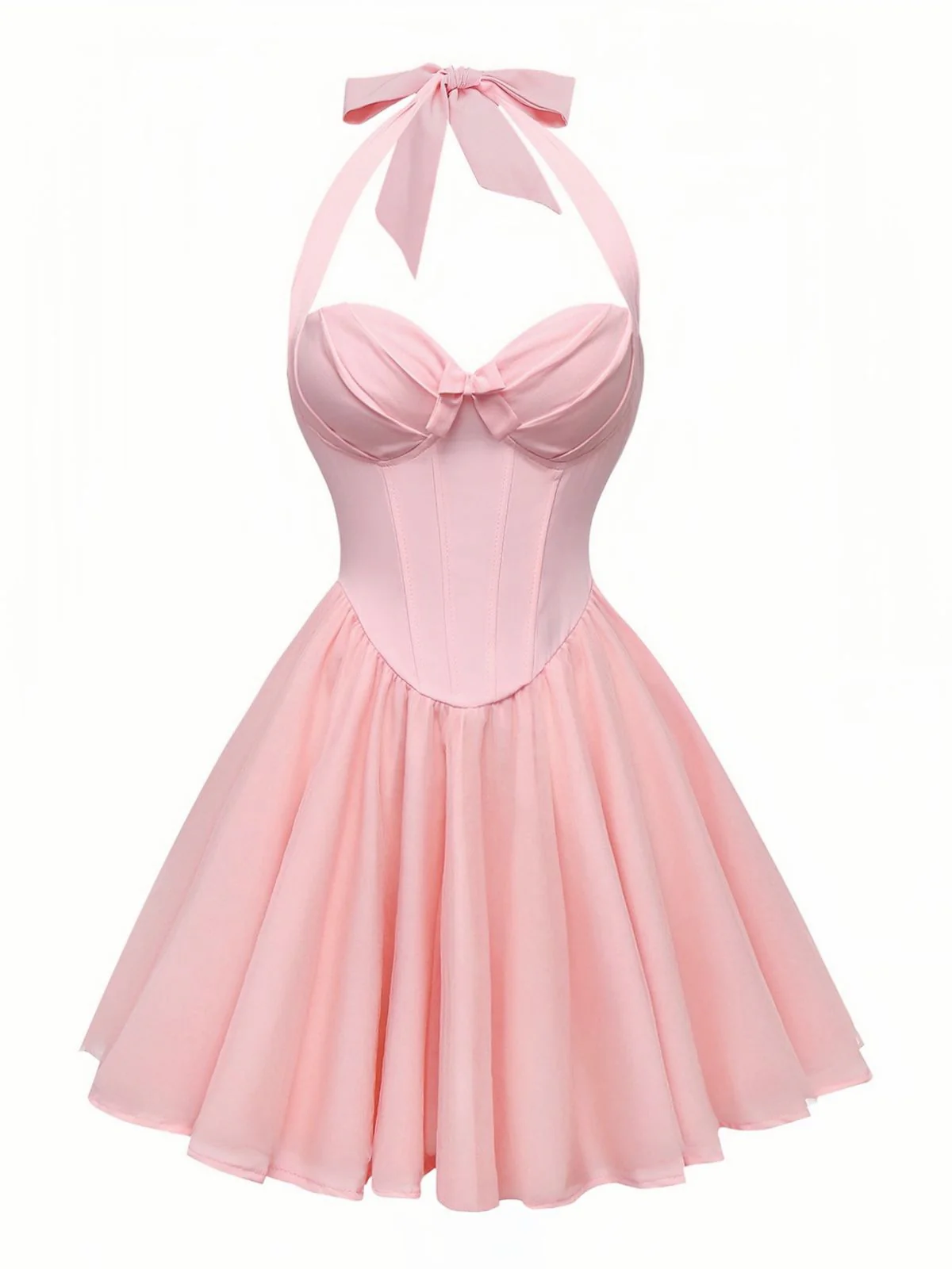 1960er Uni Halter Bindeband Fischgräten Tutu Kleid - Image 2