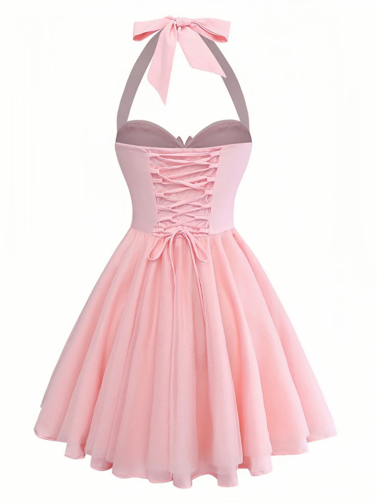 1960er Uni Halter Bindeband Fischgräten Tutu Kleid - Image 3