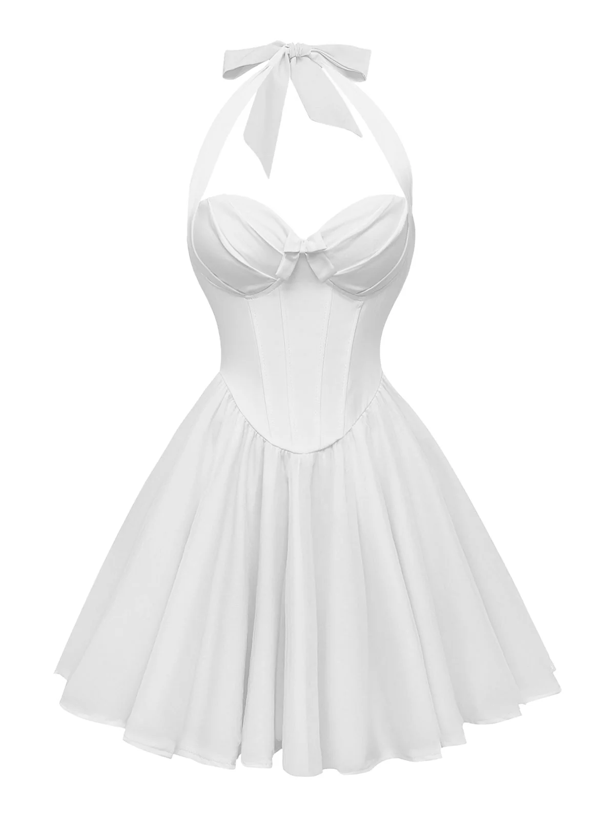 1960er Uni Halter Bindeband Fischgräten Tutu Kleid - Image 7