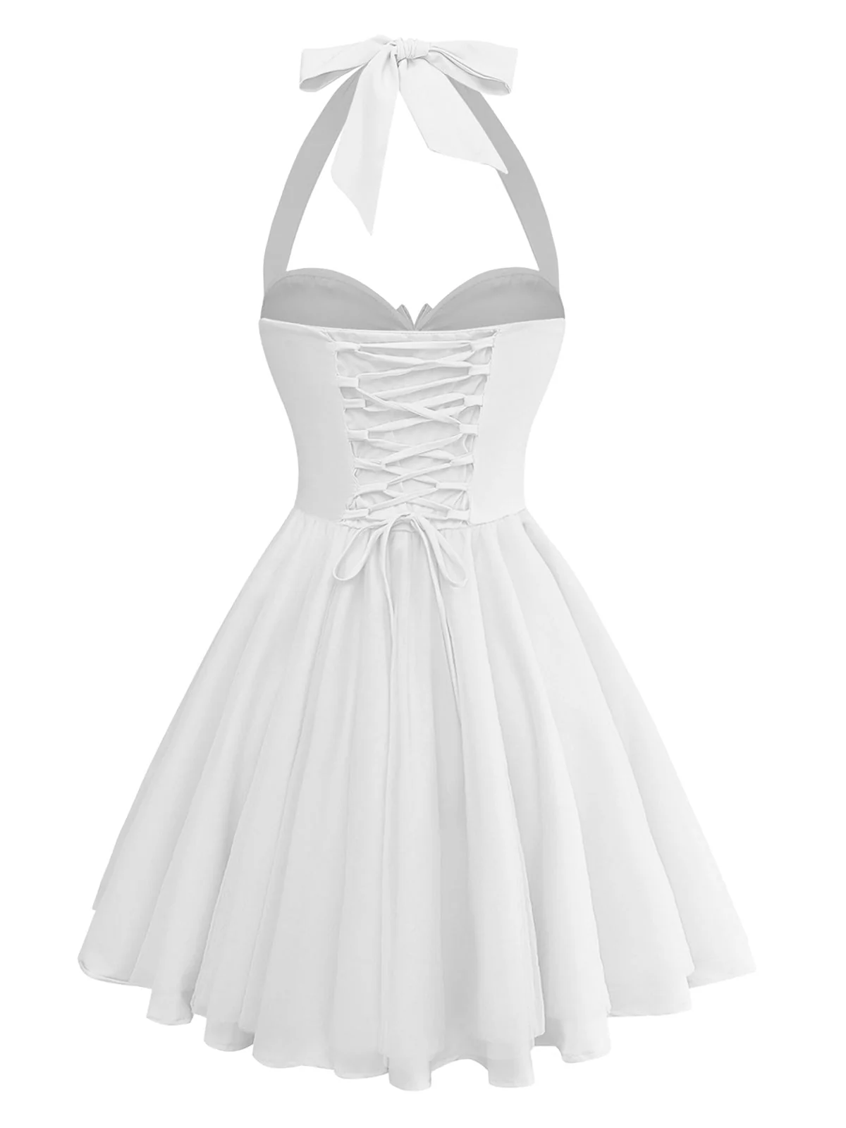 1960er Uni Halter Bindeband Fischgräten Tutu Kleid - Image 8