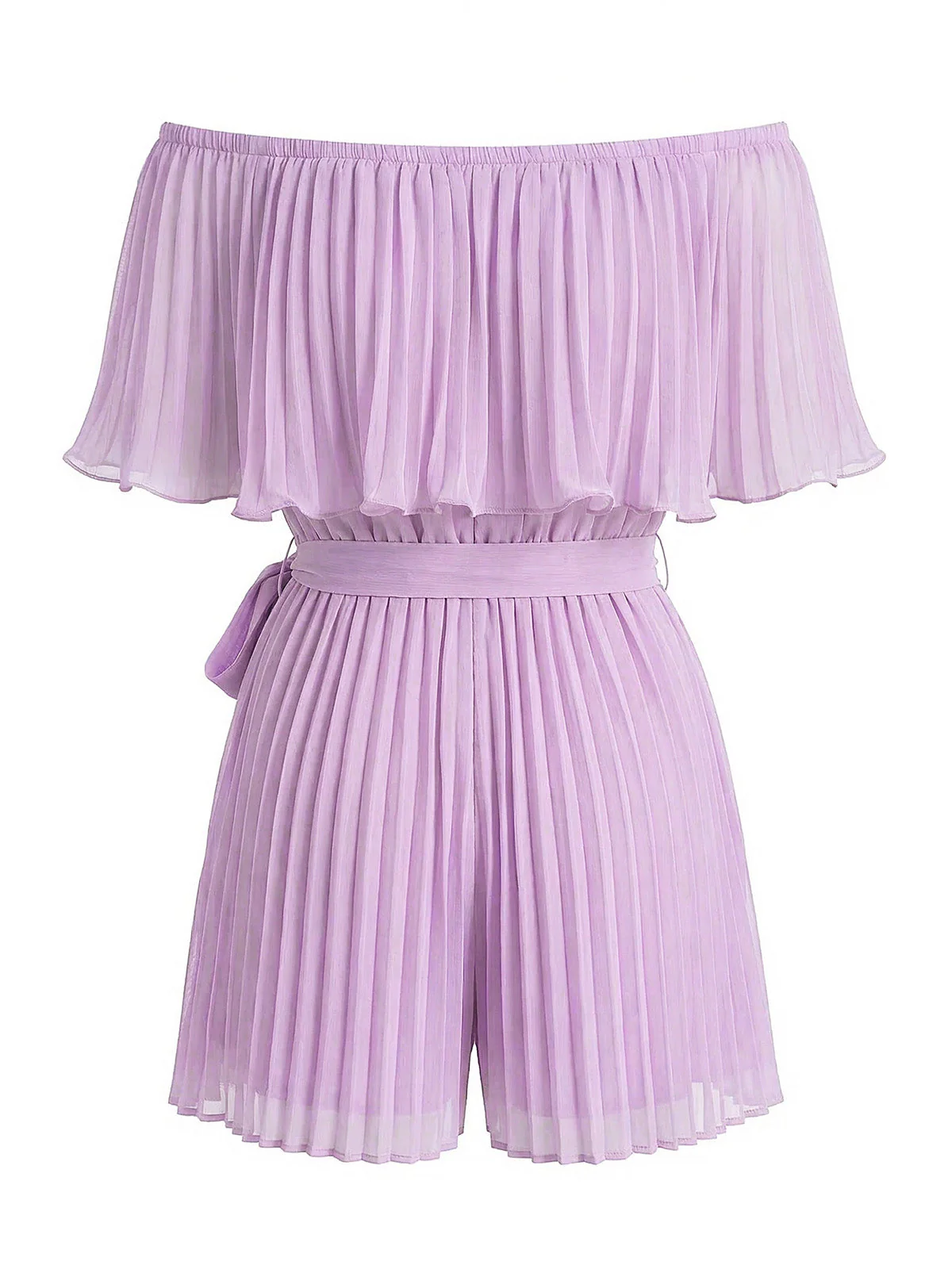 1960er Uni Schulterfrei Plissiertes Taillenband Romper - Image 4